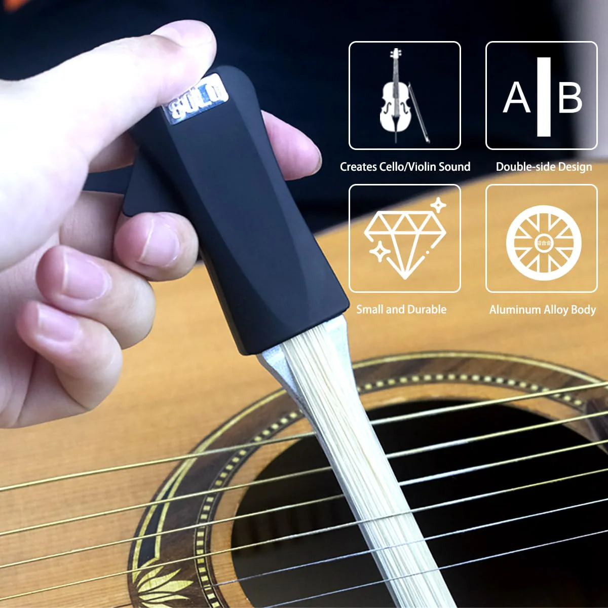 Guitar Bow - Makes Your Guitar a Cello/Violin - 2-in-1 Bow and Pick Fun and Creative Tools for Acoustic Guitar Steel Stringed Instrument - Image 6