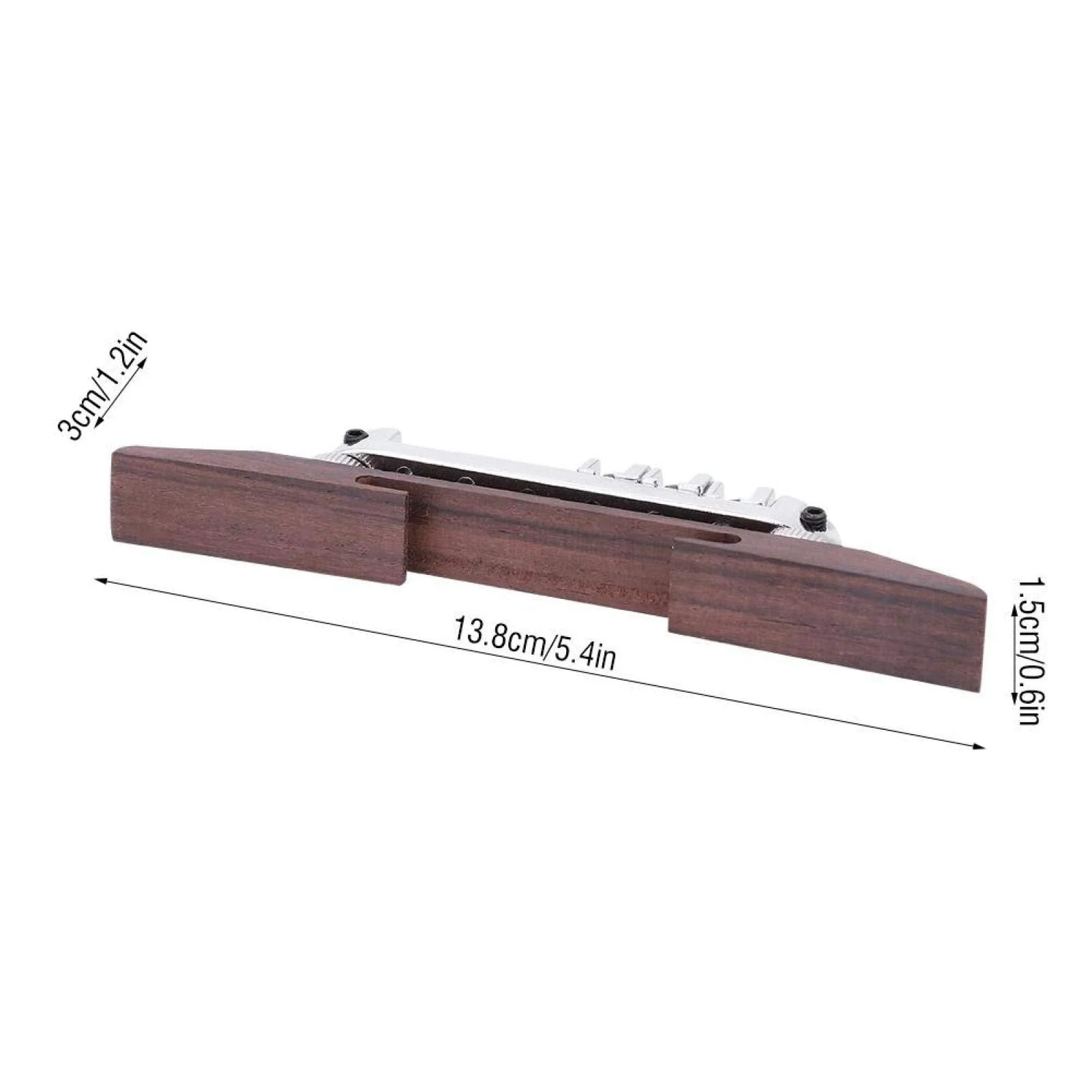 Guitar Bridge Copper zinc Alloy + Rosewood Archtop Guitar Bridge with Adjustable Roller Saddles for 6 String LP SG Jazz Guitar Silver - Image 3