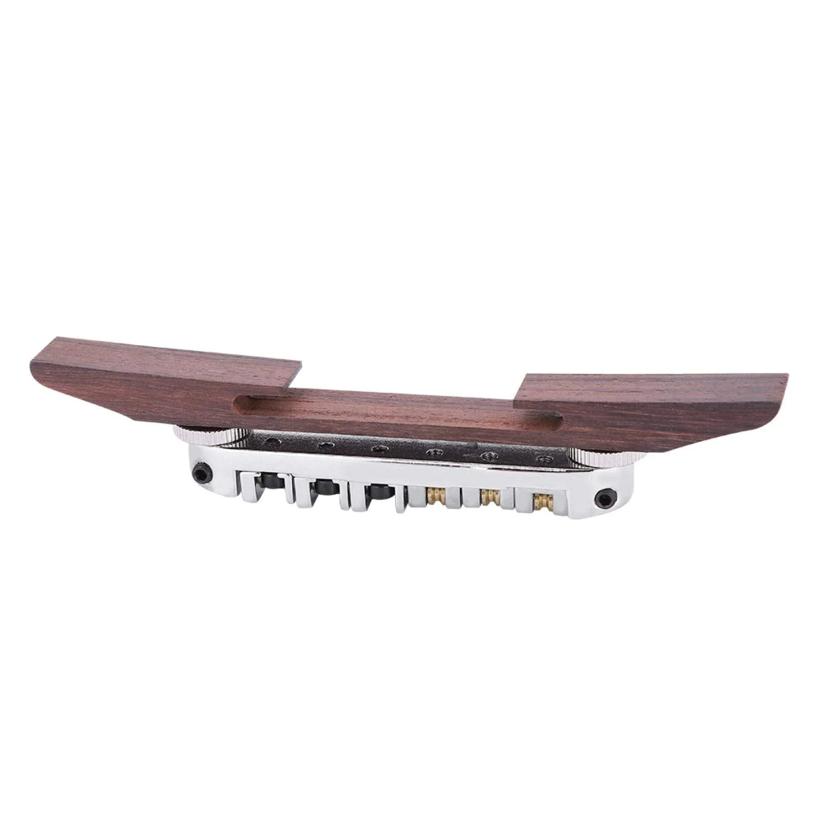 Guitar Bridge Copper zinc Alloy + Rosewood Archtop Guitar Bridge with Adjustable Roller Saddles for 6 String LP SG Jazz Guitar Silver - Image 4