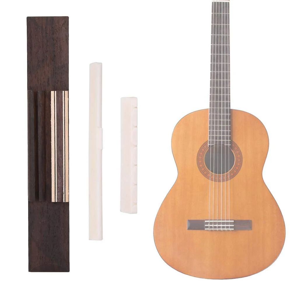 Guitar Bridge Kit, Wooden Classical Bridge Bone Guitars Nut Saddle Replacement - Image 6