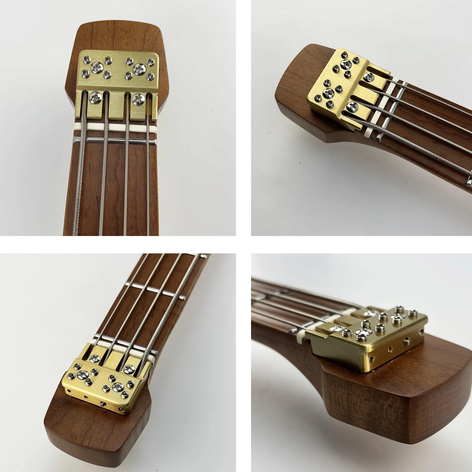 Guitar Bridge String Locks 4 String Bass String Locking Nut Headless Bass Guitar String Lock Brass String Locking for Headless Electric Bass Guitar Replacement Parts （Brass) 4 String Lock Brass natural colour - Image 5
