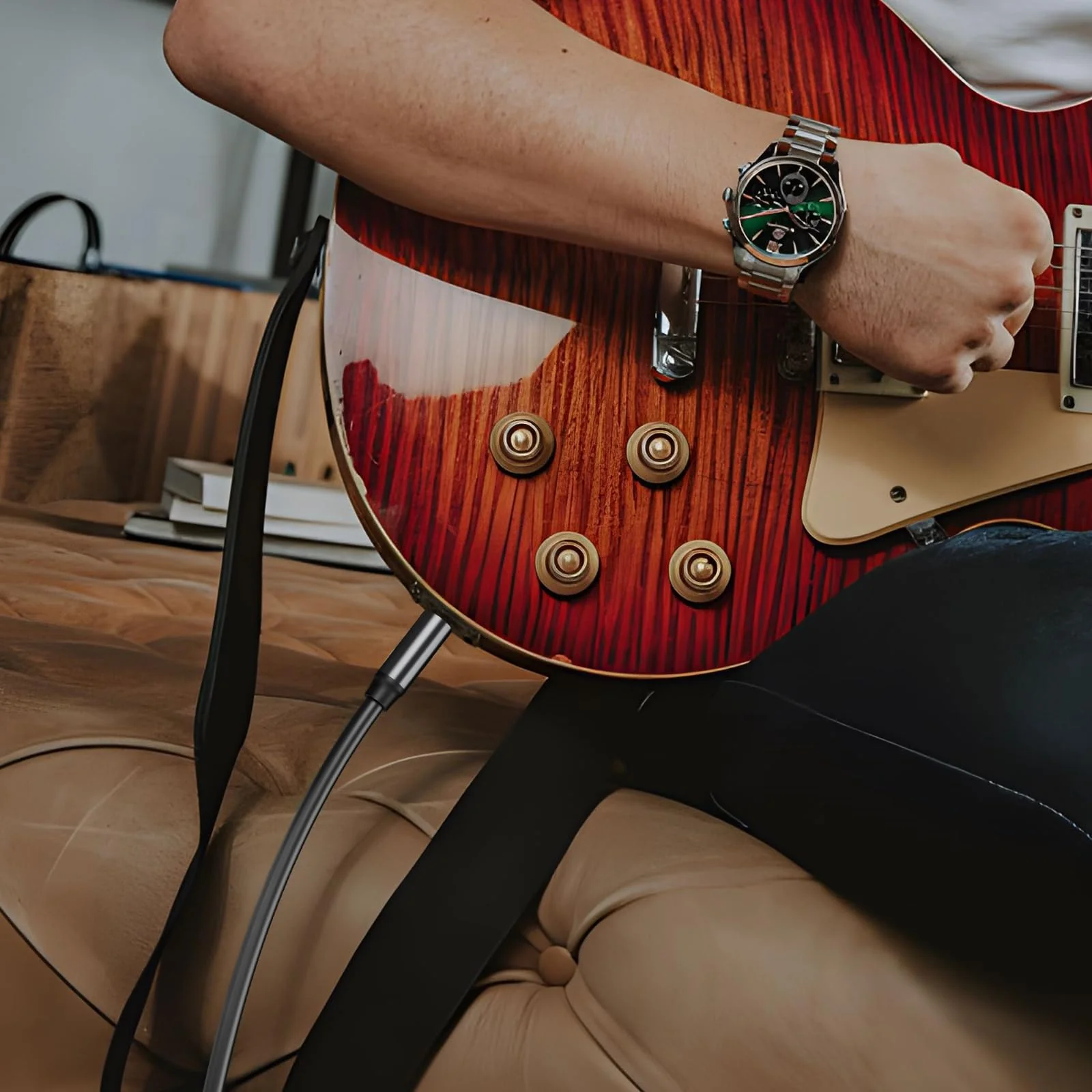 Guitar Cable 10Ft, 1/4 Inch Instrument Cable, Soft Durable Electric Guitar - AMP Cord for Bass, Amplifier, Pedals, Guitar Chord with Improved Tin Plated Copper Core,Noise Free Black 10 Ft. - Image 4