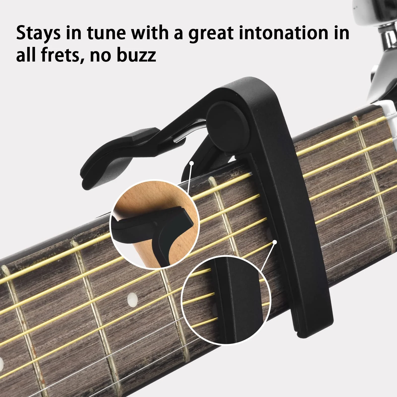 Guitar Capo, 2 Pack Capo for Acoustic Guitar, Guitar Capo for Electric Guitars, Bass, Buzzing-Free, Quick Release, Easy to Use, Black and Rosewood Black+Rosewood - Image 4