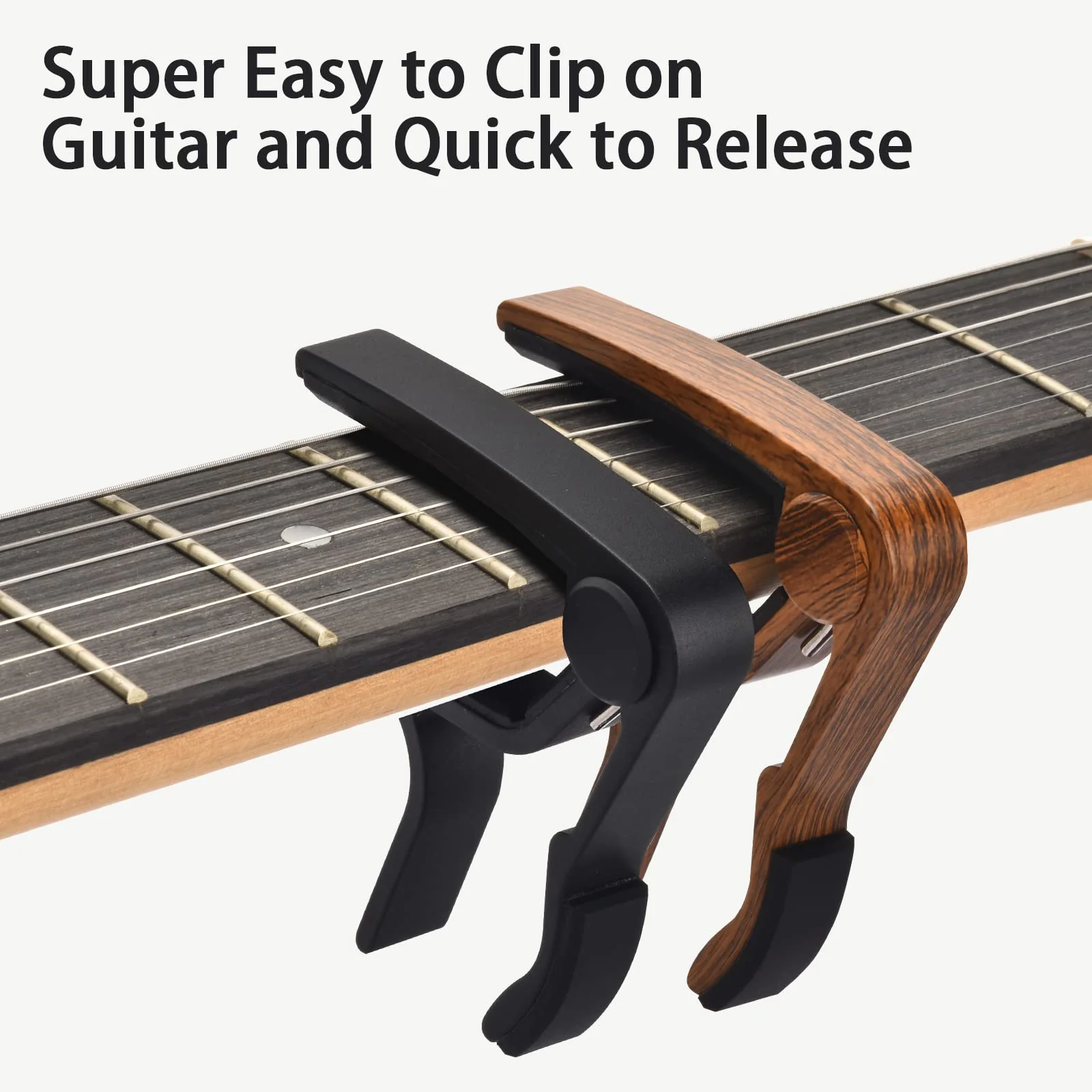 Guitar Capo, 2 Pack Capo for Acoustic Guitar, Guitar Capo for Electric Guitars, Bass, Buzzing-Free, Quick Release, Easy to Use, Black and Rosewood Black+Rosewood - Image 6