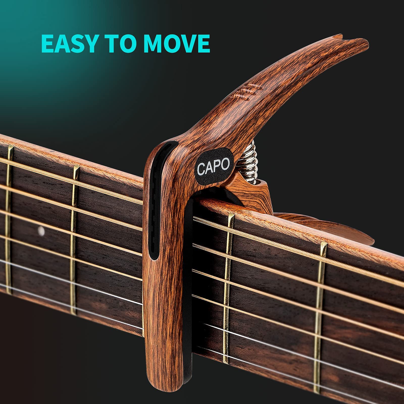 Guitar Capo, 3-in-1 multifunction capo for Acoustic and Electric Guitars (Free bonus 4 picks) with Pick Holder and Pin Puller, Guitar Accessories, wood grain color - Image 7