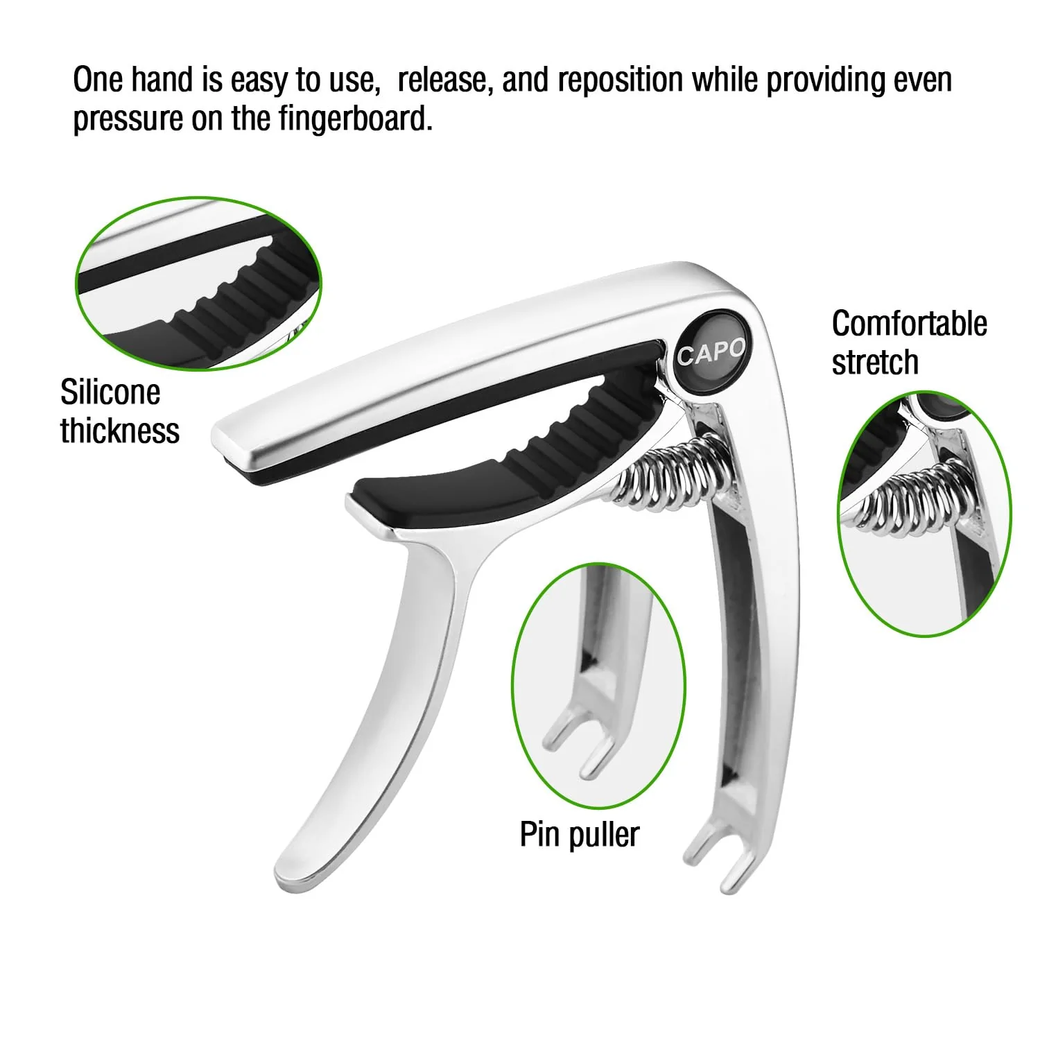 Guitar Capo, Capo, Capo for acoustic guitar, acoustic guitar capo, Capo for electric guitar, acoustic guitar capo 6 string, Guitar Capo for acoustic, Kapo, Guitar capos（Silver） - Image 2