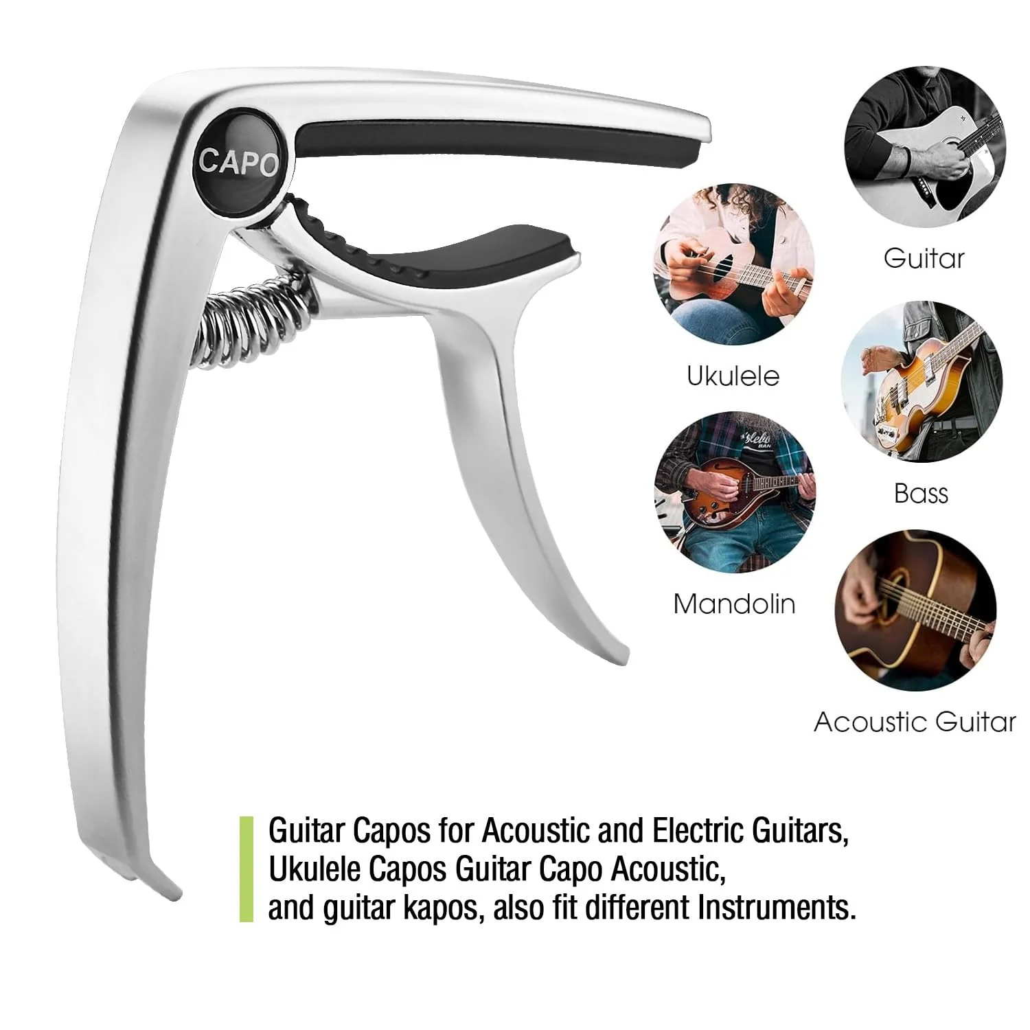Guitar Capo, Capo, Capo for acoustic guitar, acoustic guitar capo, Capo for electric guitar, acoustic guitar capo 6 string, Guitar Capo for acoustic, Kapo, Guitar capos（Silver） - Image 3