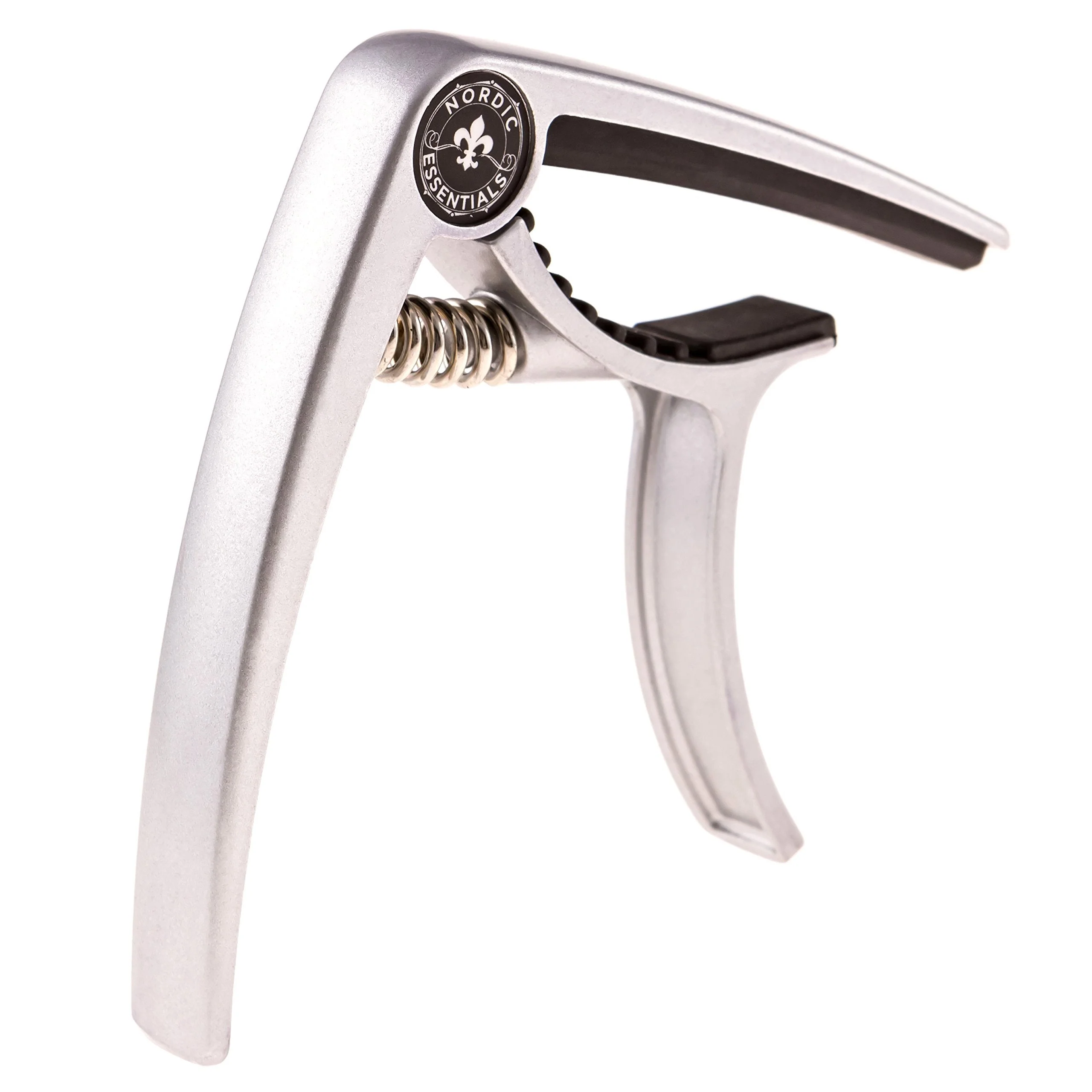 Guitar Capo Deluxe for Acoustic Guitars, Ukulele, Banjo, Mandolin, Bass - Made of Premium Quality Zinc Alloy for 6 & 12 String Instruments - Luxury Accessories by Nordic Essentials Classy Matte Silver - Image 8