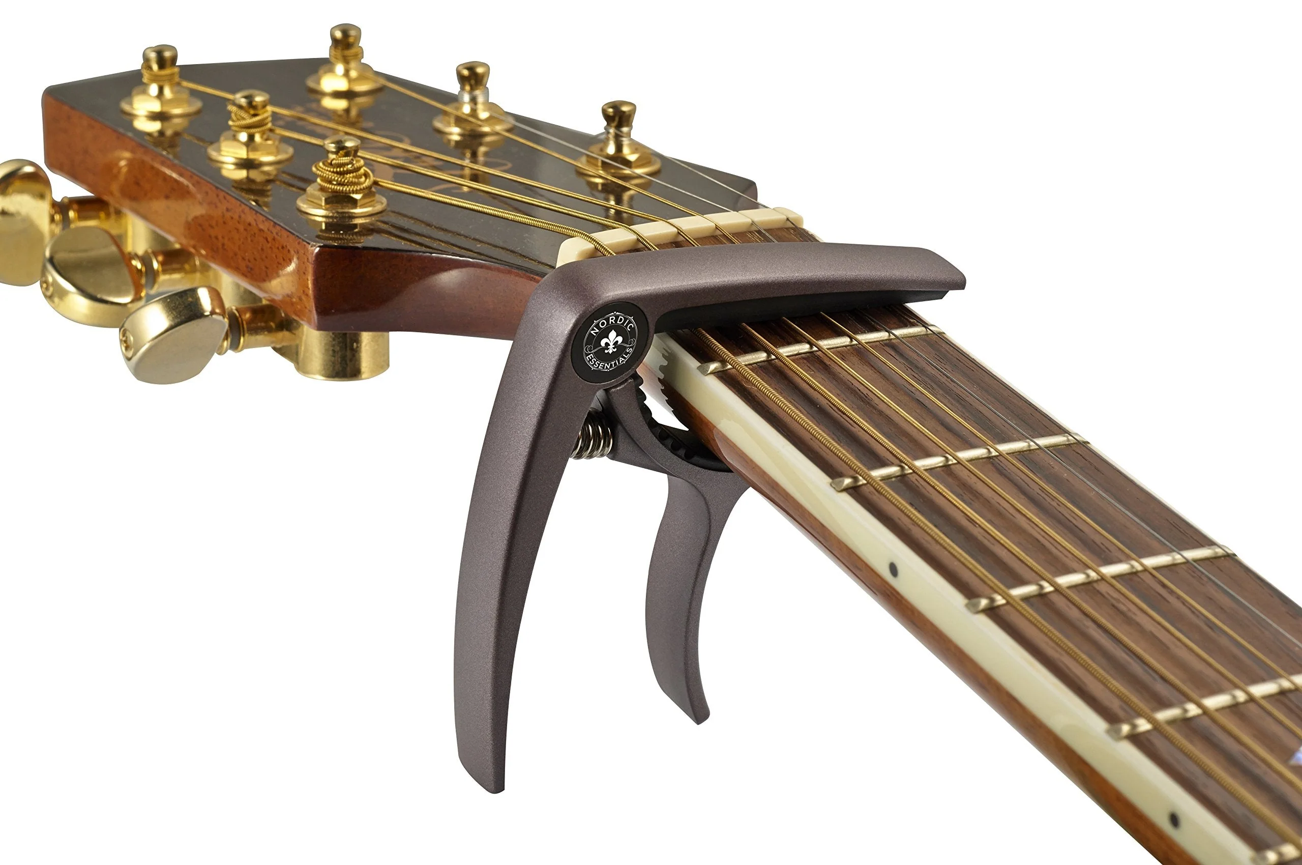 Guitar Capo Deluxe for Acoustic Guitars, Ukulele, Banjo, Mandolin, Bass - Made of Premium Quality Zinc Alloy for 6 & 12 String Instruments - Luxury Accessories by Nordic Essentials Matte Coffee Dream - Image 2