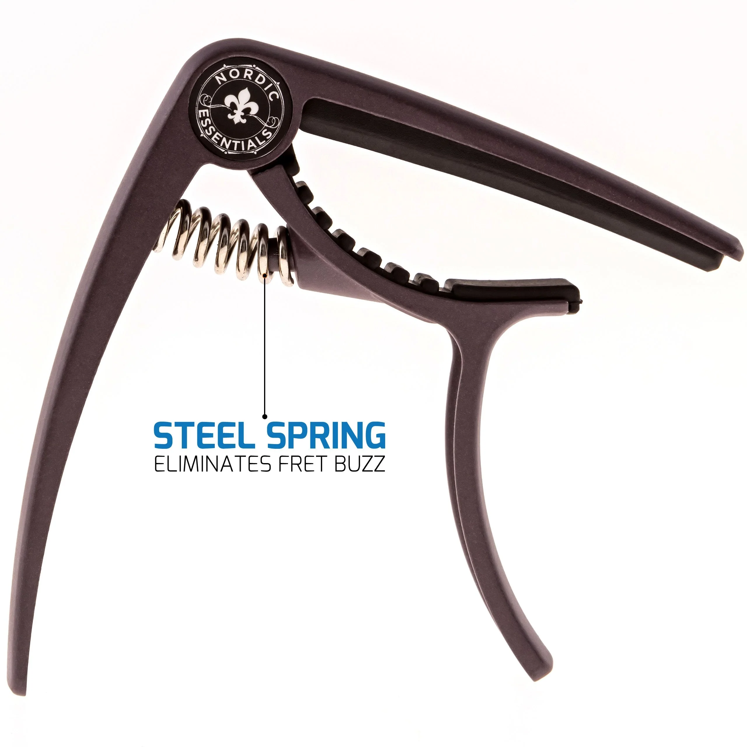 Guitar Capo Deluxe for Acoustic Guitars, Ukulele, Banjo, Mandolin, Bass - Made of Premium Quality Zinc Alloy for 6 & 12 String Instruments - Luxury Accessories by Nordic Essentials Matte Coffee Dream - Image 5