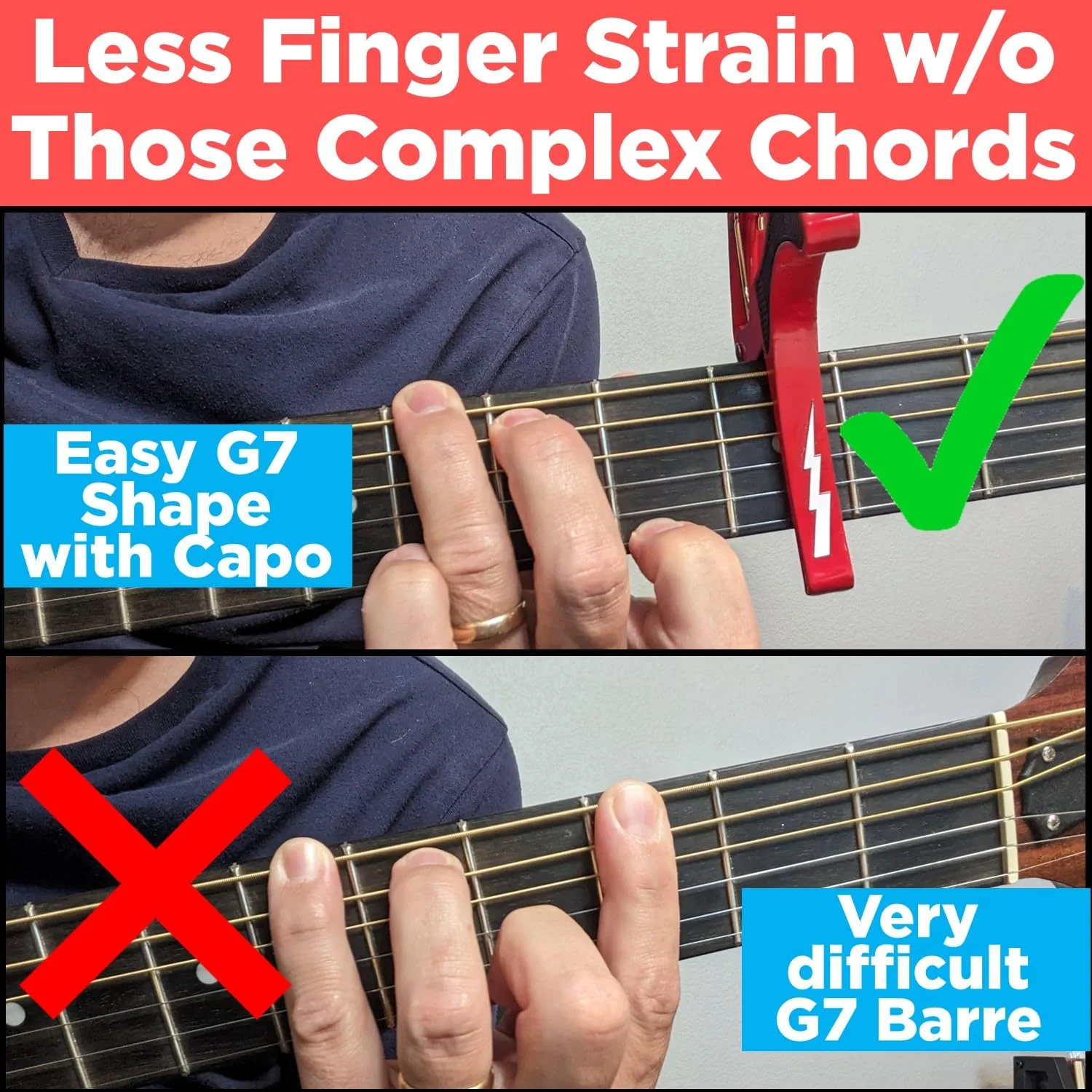 Guitar Capo for Acoustic and Electric Guitars - Guitar Accessory to Instantly Change Key & Chord - Quick Release, Spring Action Grabber - White Lightning Design - Image 3