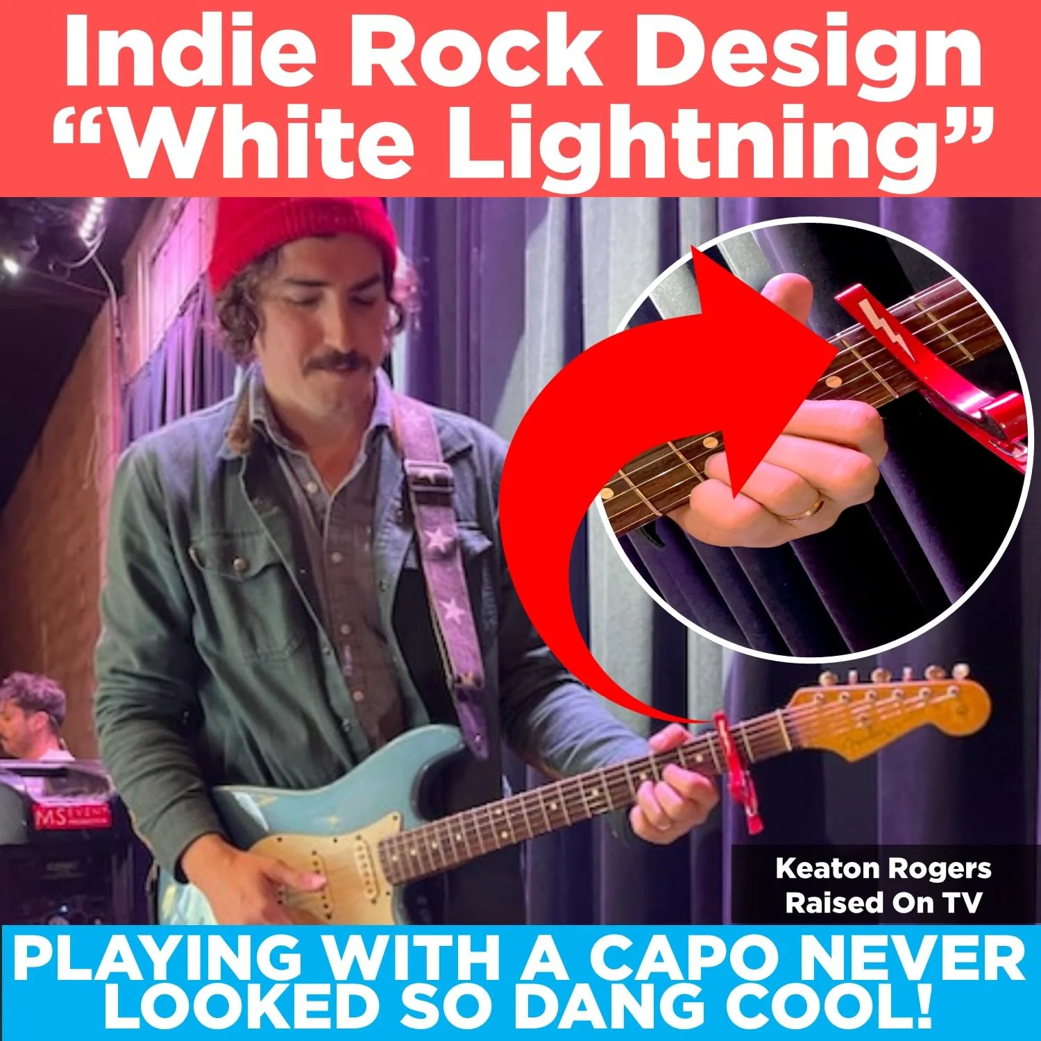 Guitar Capo for Acoustic and Electric Guitars - Guitar Accessory to Instantly Change Key & Chord - Quick Release, Spring Action Grabber - White Lightning Design - Image 5