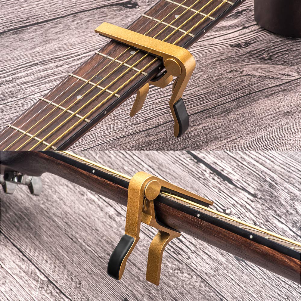 Guitar Capo for Acoustic and Electric Guitars with 6 String Aluminum Material Acoustic Electric Tools Colorful - Gold Yellow - Image 6
