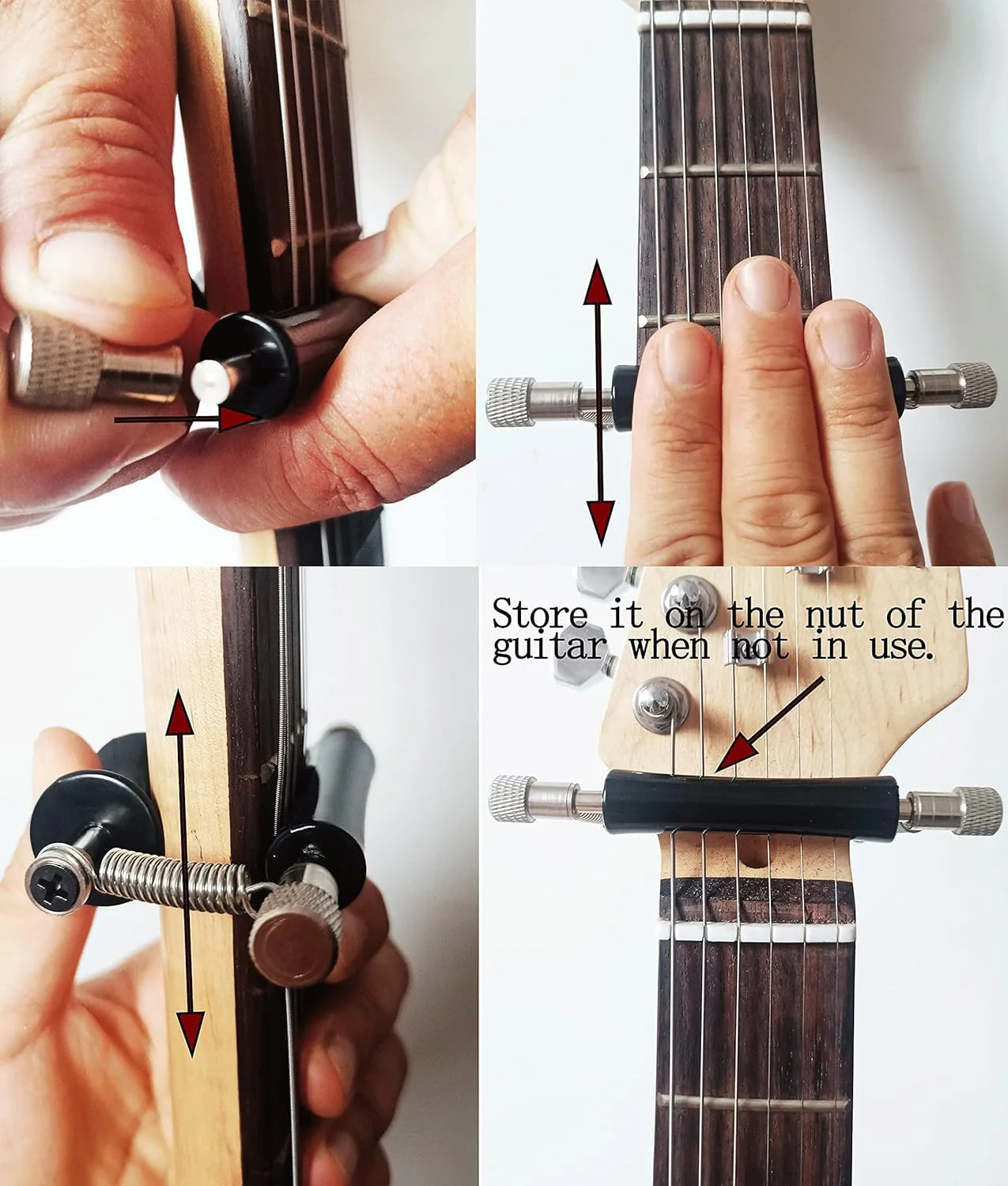 Guitar Capo Guitar Rolling Capo Sliding Capo Adjustable Capo Rubber and Stainless Steel Capo for Tuning Tone of String Instruments Like Folk Classic Acoustic Electric Guitar Ukulele Mandolin Banjo - Image 7