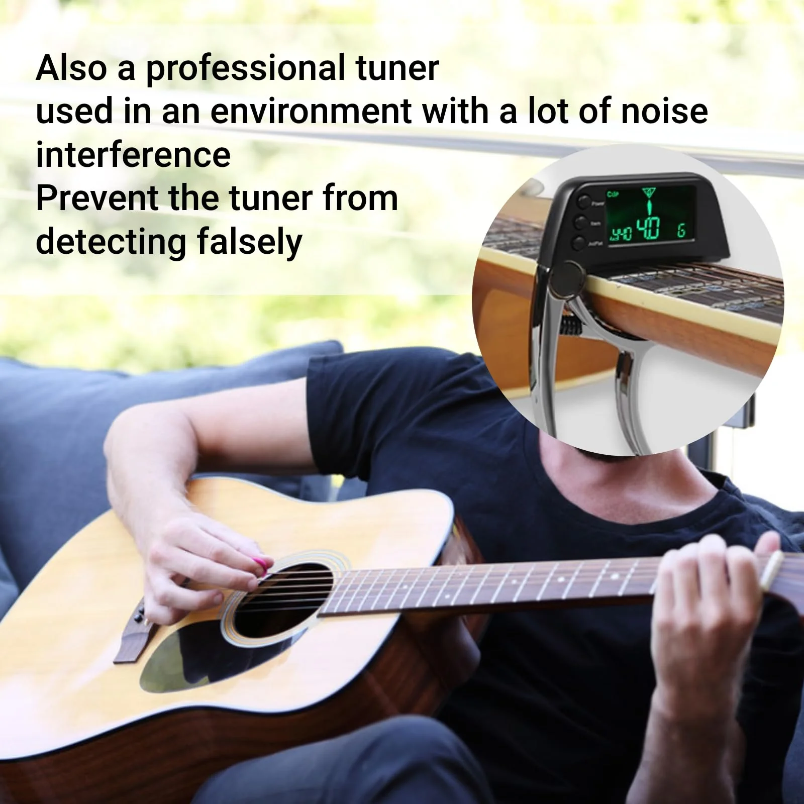 Guitar Capo Tuner 2 in 1 Clip on Tuner and Capo with Large LCD Display Accurate Tuning for Acoustic Electric Bass Ukulele Violin Banjo - Image 6
