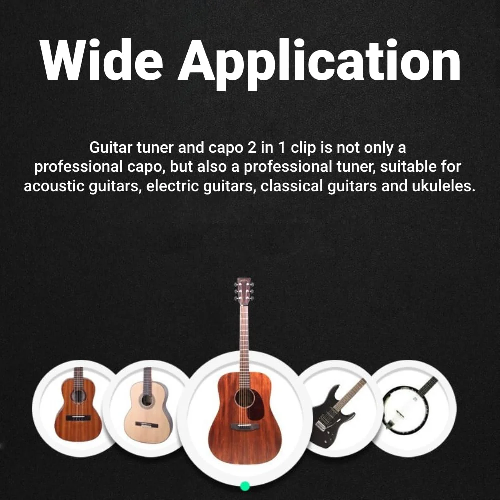 Guitar Capo Tuner 2 in 1 Clip On Tuner with Large and Clear LCD Screen for Acoustic Electric Classical Ukuleles - Image 5