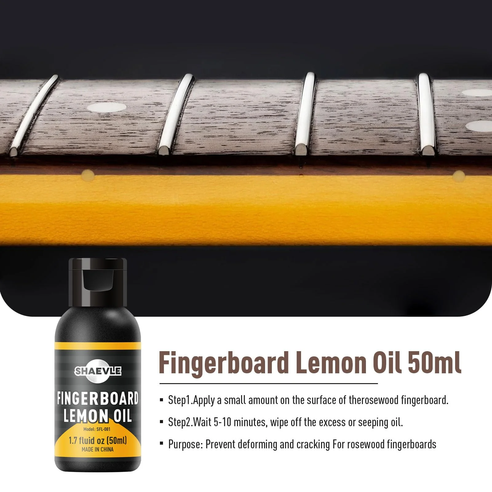 Guitar Cleaning, Guitar Cleaner Polish All IN ONE Kit: Guitar Polish, Fingerboard Lemon Oil, String Cleaner Oil, Guitar String Winder, Cleaning Cloth, for Guitar Care and Maintenance Basic Kit - Image 3