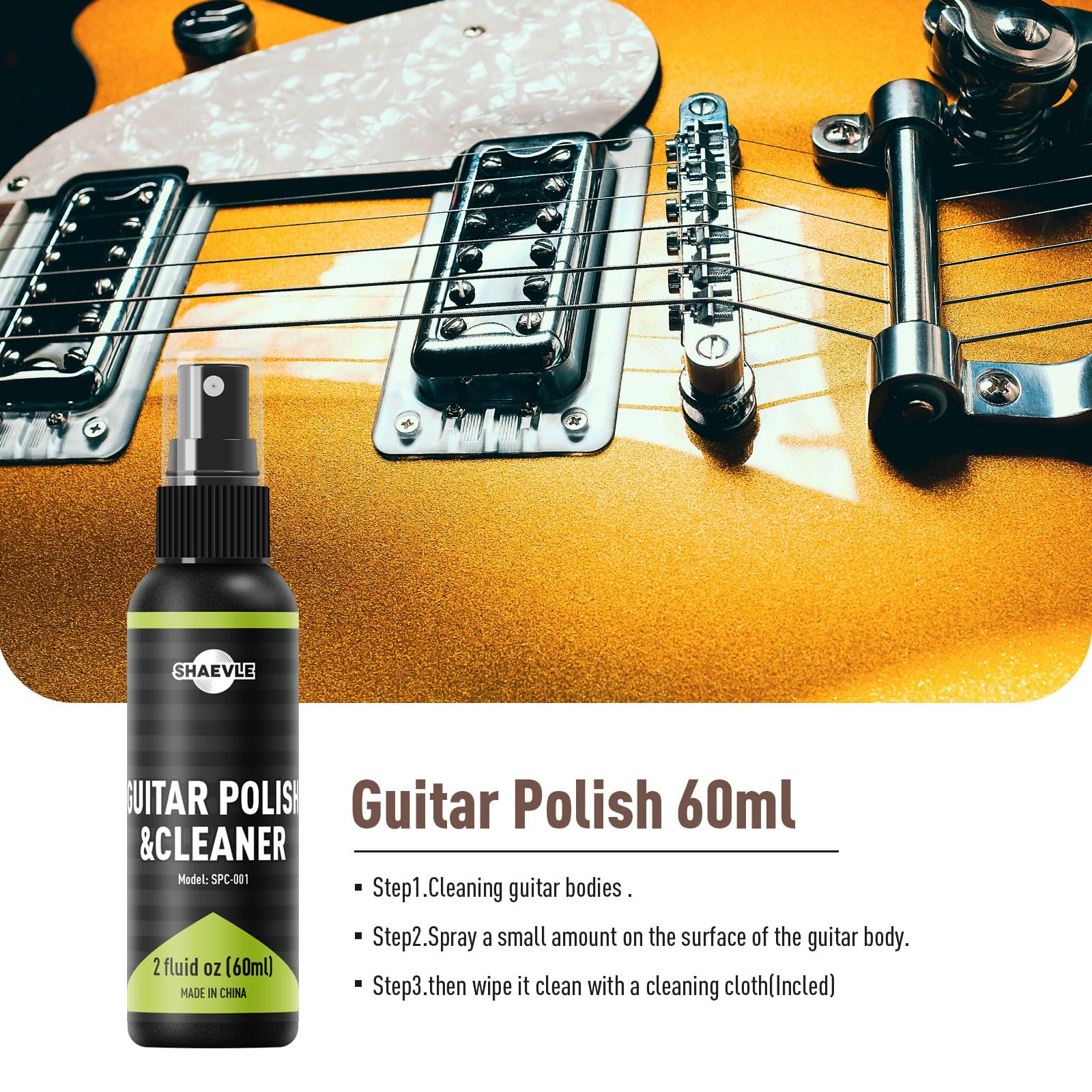 Guitar Cleaning, Guitar Cleaner Polish All IN ONE Kit: Guitar Polish, Fingerboard Lemon Oil, String Cleaner Oil, Guitar String Winder, Cleaning Cloth, for Guitar Care and Maintenance Basic Kit - Image 4