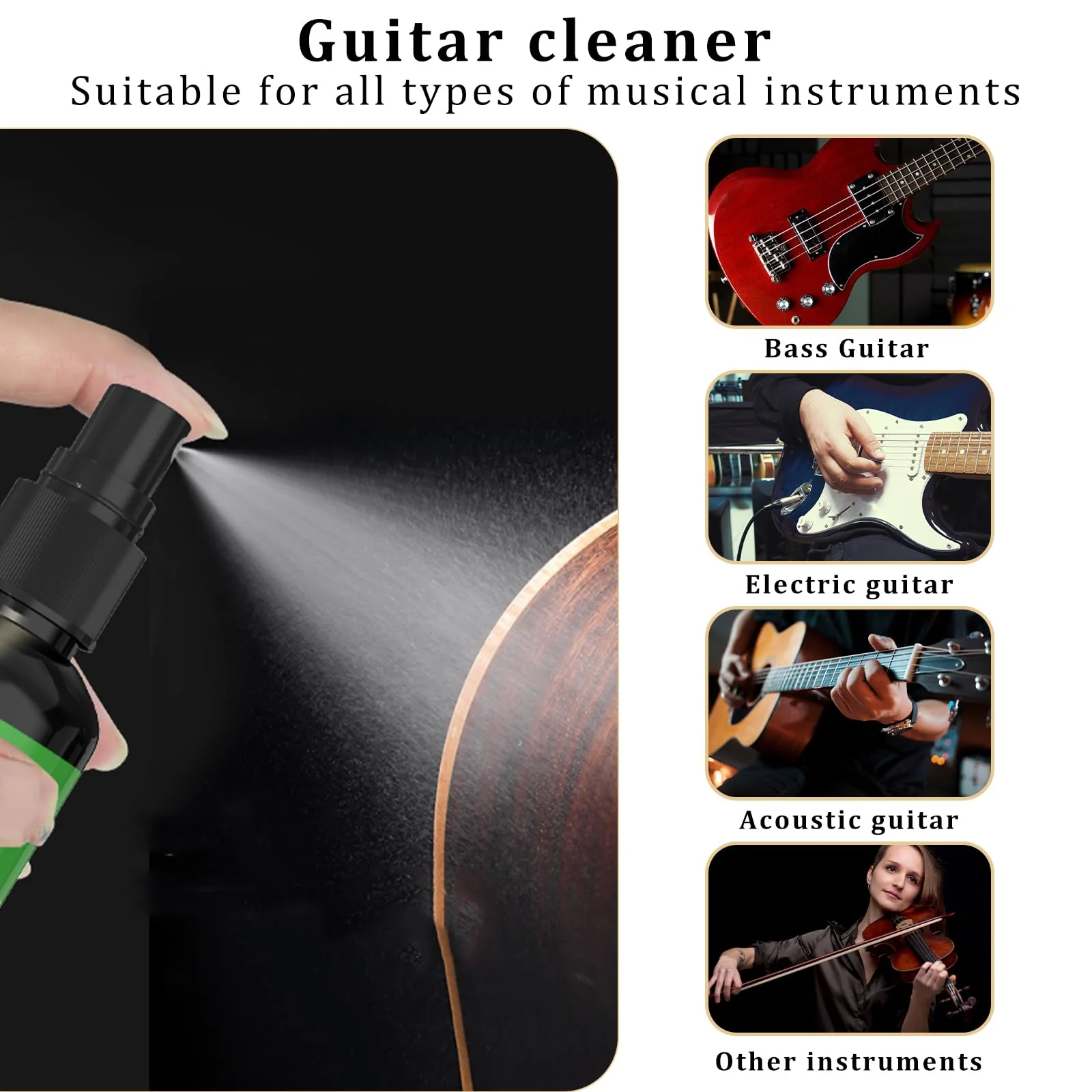 Guitar Cleaning Kit – 8-Pack Complete Care Set with Innovative Sponge Applicator | Guitar Cleaner, Lemon Oil(fretboard oil), Polish Wax, String Cleaner, Winder, Brush & Microfiber Cloth Sponge Tip - Image 3