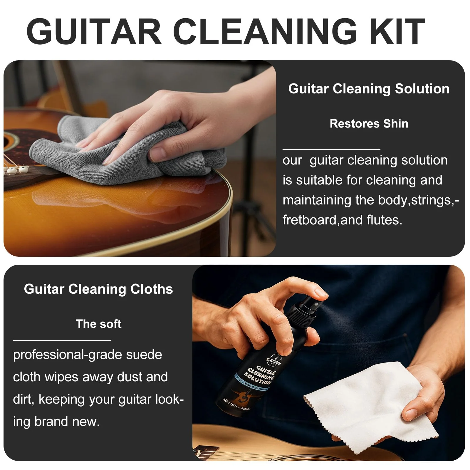 Guitar Cleaning Kit, All-in-One Guitar Maintenance Kit for Guitar Cleaning and Maintenance, Ideal for Beginners and Professionals - Image 3