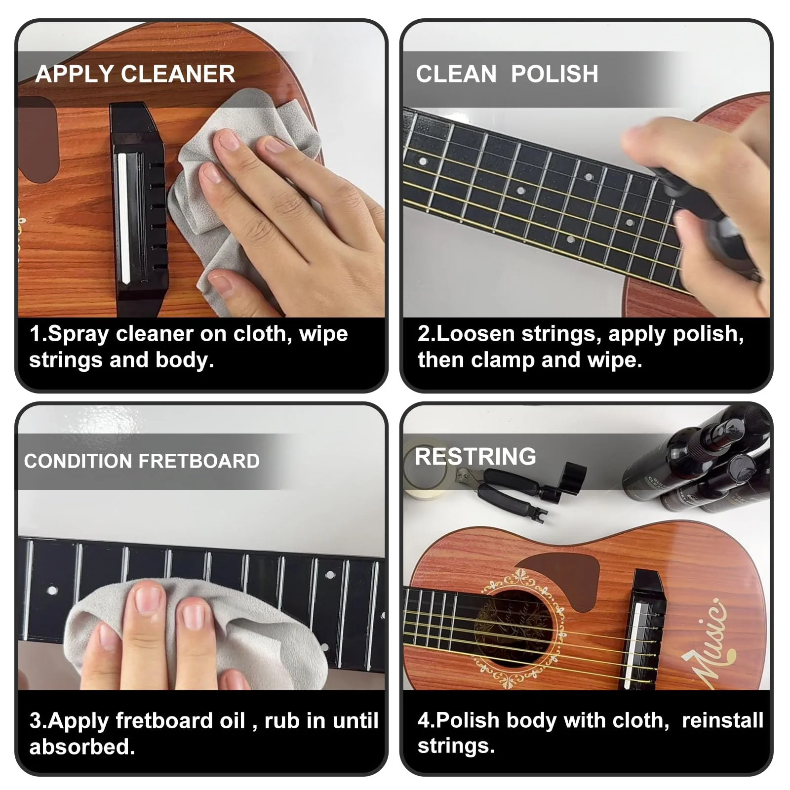 Guitar Cleaning Kit, All-in-One Guitar Maintenance Kit for Guitar Cleaning and Maintenance, Ideal for Beginners and Professionals - Image 5