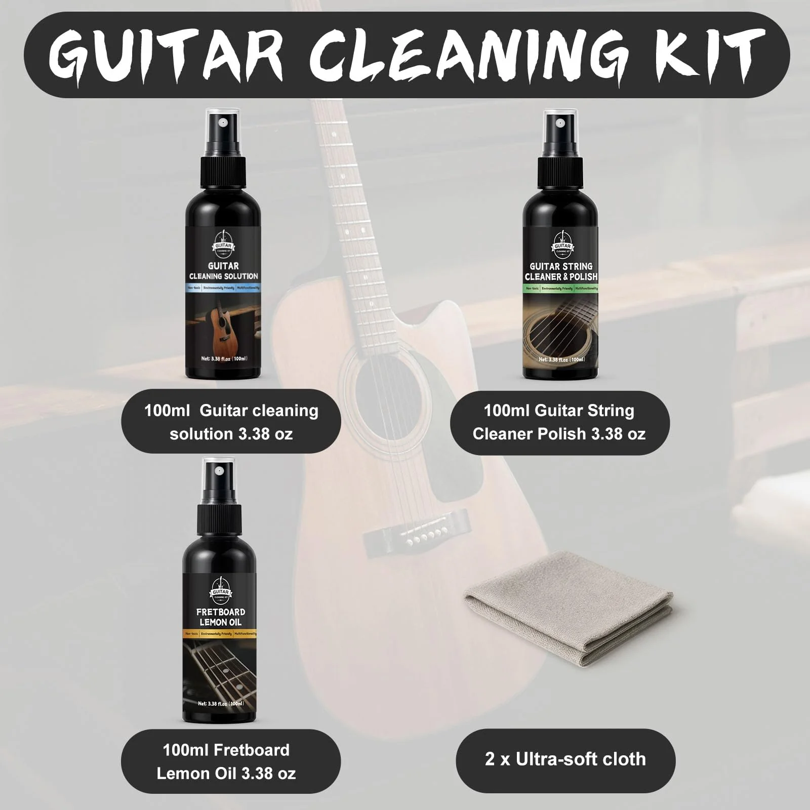 Guitar Cleaning Kit, All-in-One Guitar Maintenance Kit for Guitar Cleaning and Maintenance, Ideal for Beginners and Professionals - Image 7