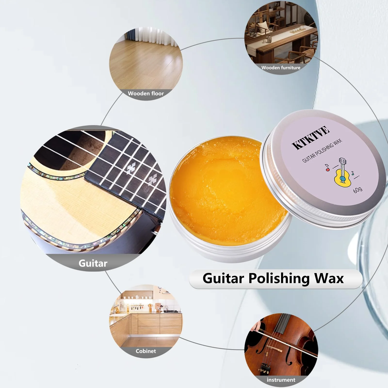 Guitar Cleaning Kit- Complete Guitar Care Kit 8 Pack with Guitar Cleaner, Lemon Oil for Guitar Fretboard, Polish Wax, String Cleaner, Winder, Soft Brush and Microfiber Cloth - Image 4