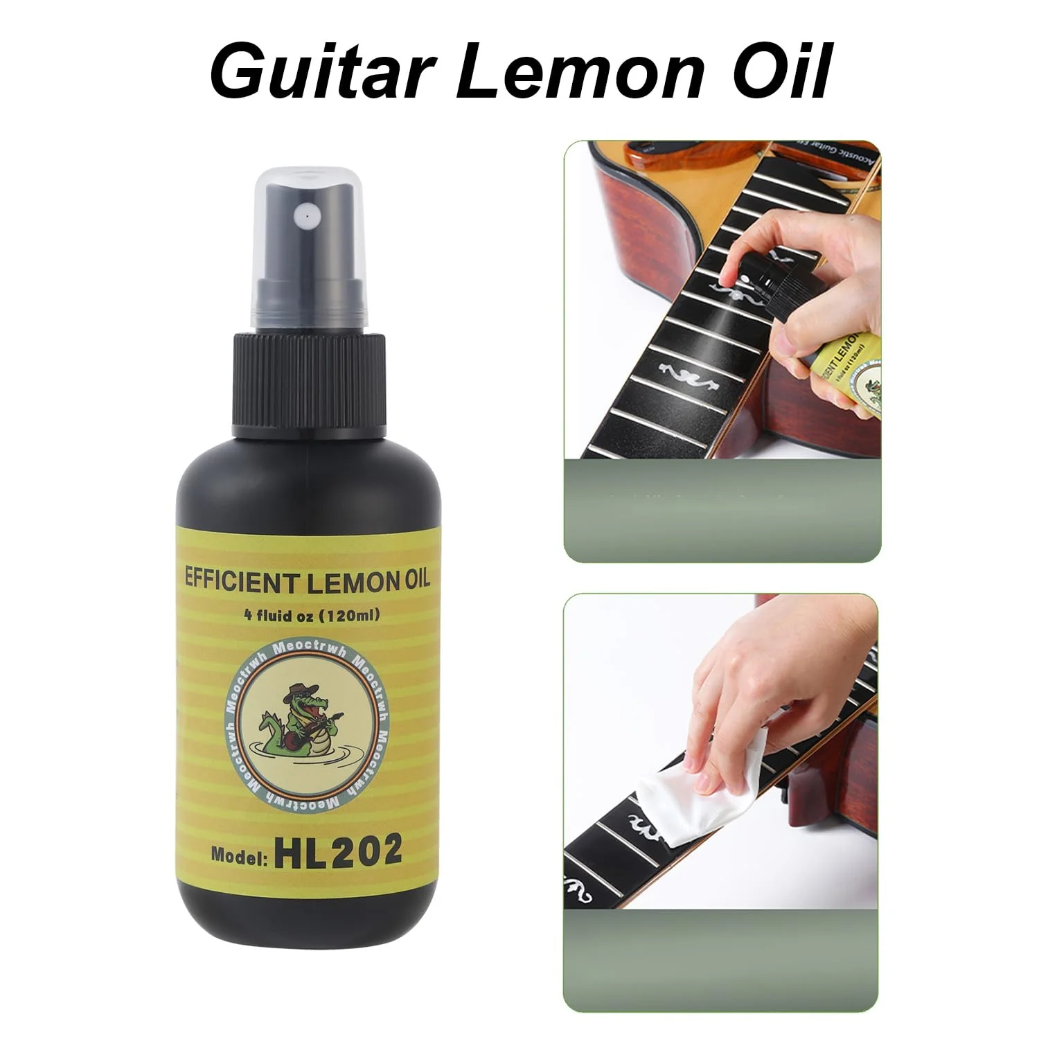 Guitar Cleaning Kit, Fretboard Lemon Oil, Polish and Oil Care, Guitar String Cleaner Tool Brush String, Fret Care, Cleaning Brush & Cleaning Cloth, Extends Fretboard and String Life - Image 3