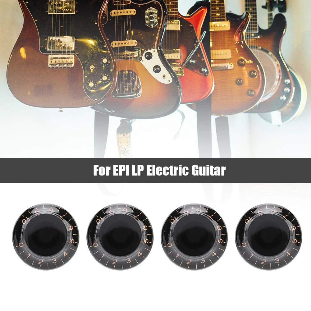 Guitar Control Knobs, 4 Pcs Speed Tone Volume Control Knobs for EPI LP Electric Guitar Accessory(Black+Gold) - Image 2