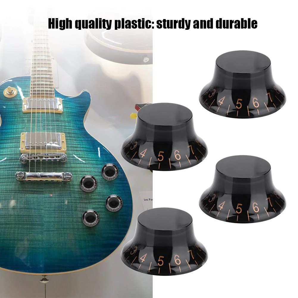 Guitar Control Knobs, 4 Pcs Speed Tone Volume Control Knobs for EPI LP Electric Guitar Accessory(Black+Gold) - Image 3