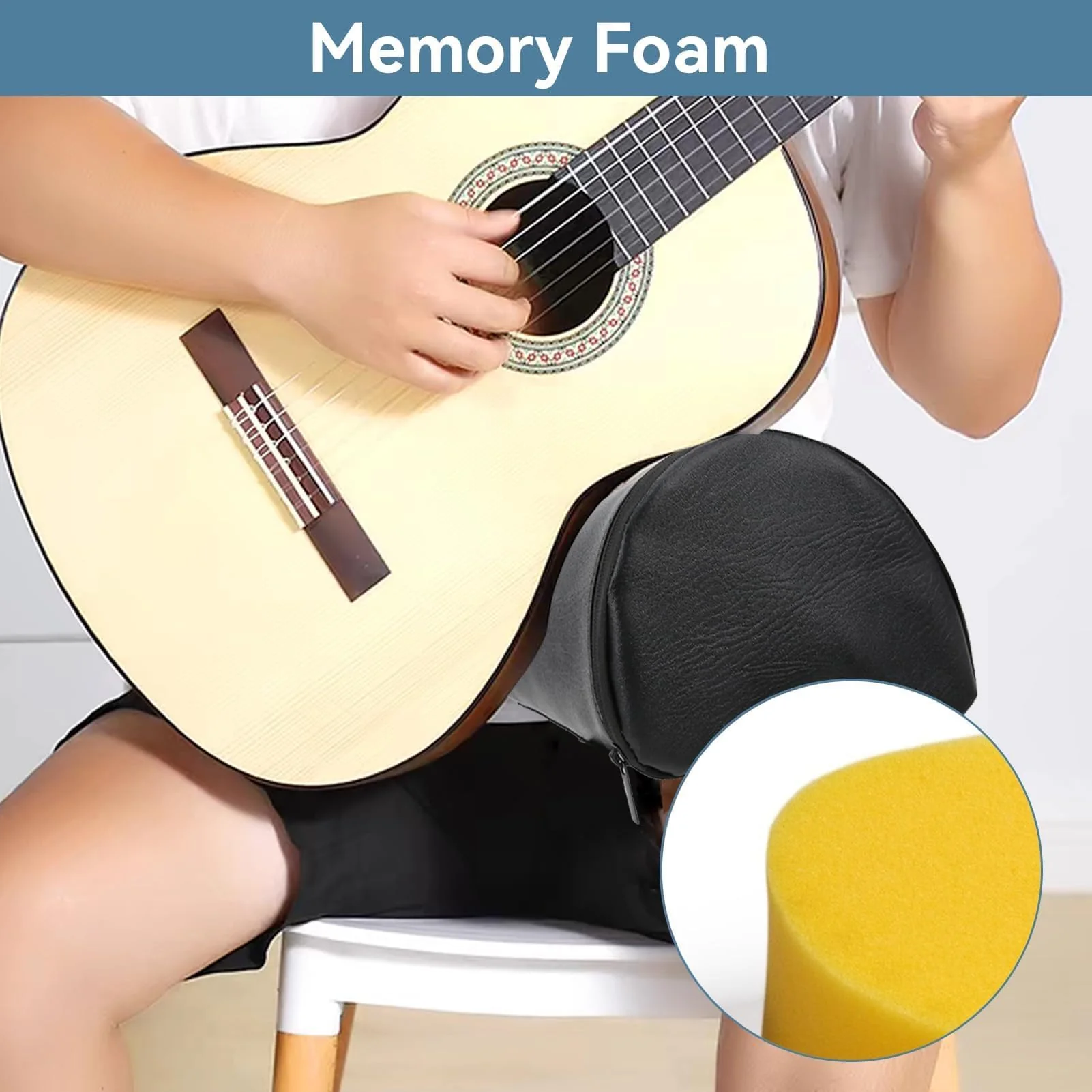 Guitar Cushion PU Leather Cover Guitar Bass Cushion Pad Guitar Leg Pad Guitar Leg Rest Guitar Leg Support Guitar Leg Pad Guitar Stool Cushion Guitar Support On Leg Musical Instruments Accessories - Image 3