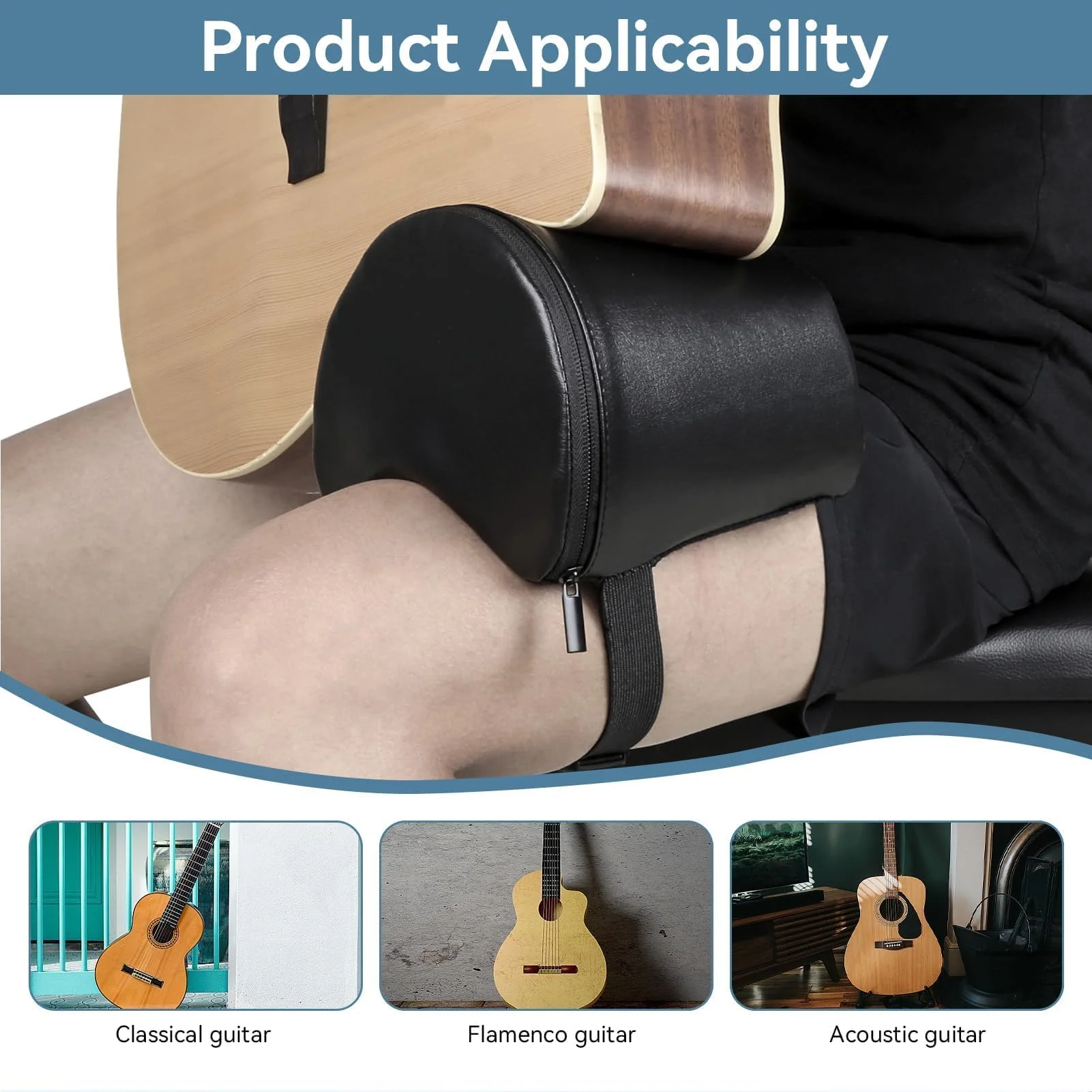 Guitar Cushion PU Leather Cover Guitar Bass Cushion Pad Guitar Leg Pad Guitar Leg Rest Guitar Leg Support Guitar Leg Pad Guitar Stool Cushion Guitar Support On Leg Musical Instruments Accessories - Image 4