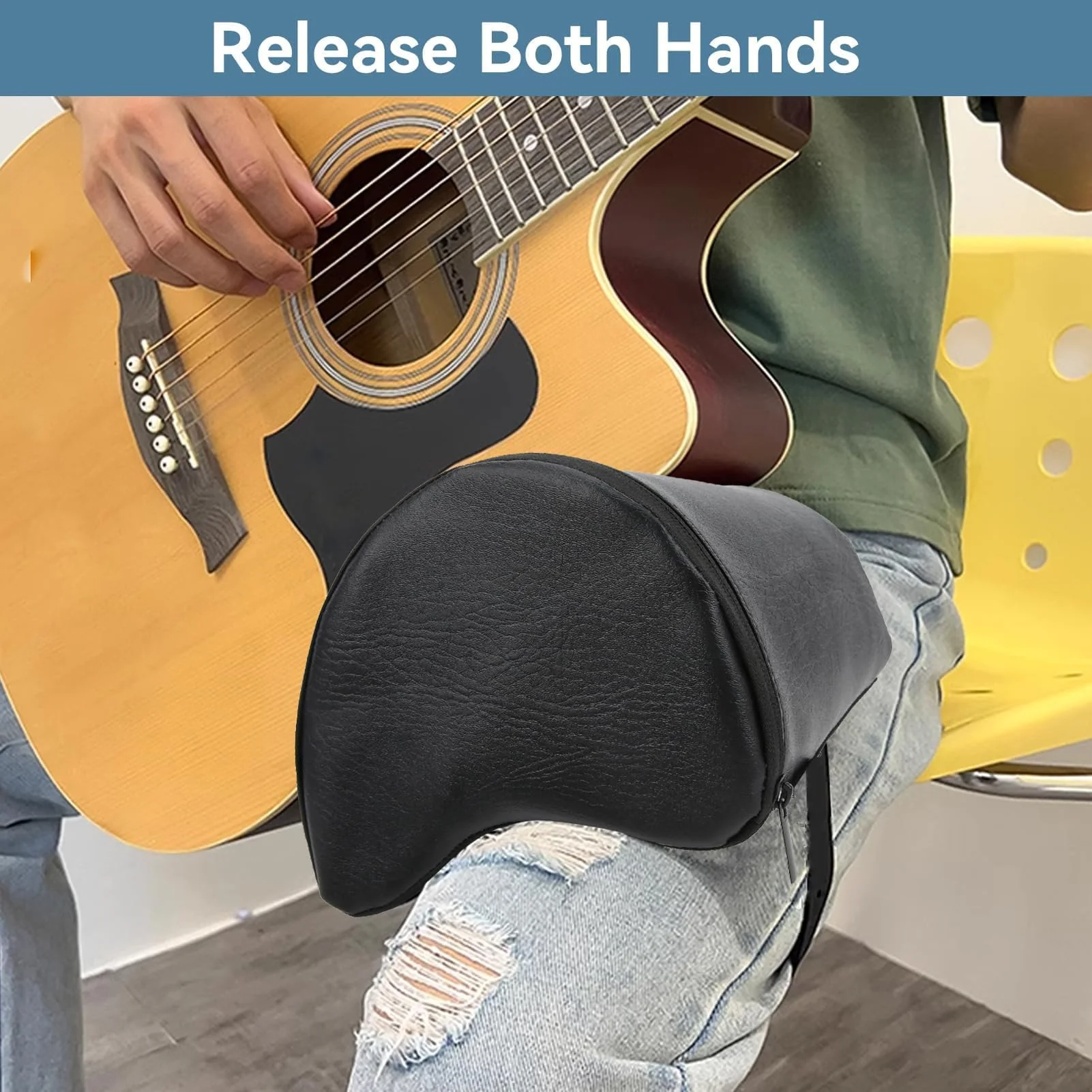 Guitar Cushion PU Leather Cover Guitar Bass Cushion Pad Guitar Leg Pad Guitar Leg Rest Guitar Leg Support Guitar Leg Pad Guitar Stool Cushion Guitar Support On Leg Musical Instruments Accessories - Image 6
