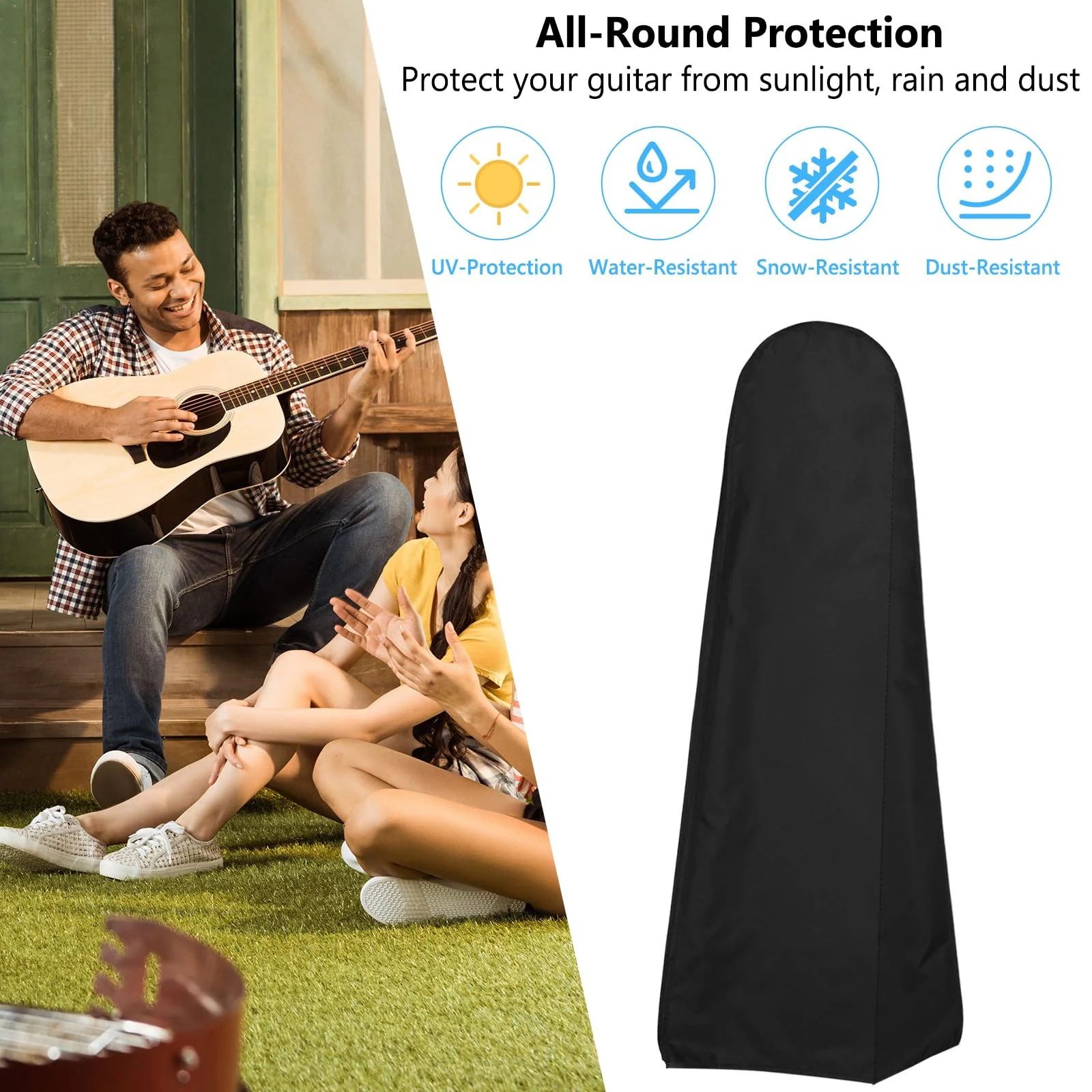 Guitar Dust Cover Protective and Storage for Acoustic Electric and Bass Guitars from Sun Dust Dirt UV Rays Moisture Water Resistant Oxford Fabrics 17"L x 5"W x 43"H Black 43 x 17 x 5 inches - Image 4