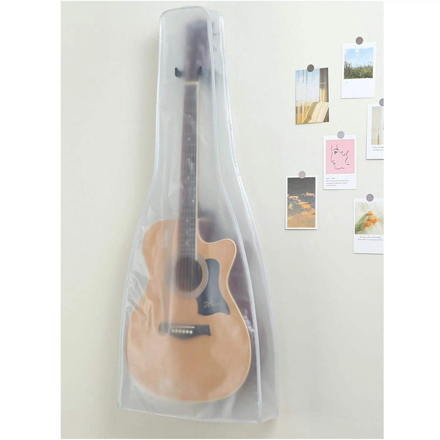 Guitar dust Cover wall mount Transparent Guitar Dust Cover PVC Frosted Fits Acoustic, Electric,ukuleleWater Resistant Dust Dirt Moisture (For Acoustic guitar) For Acoustic guitar - Image 3