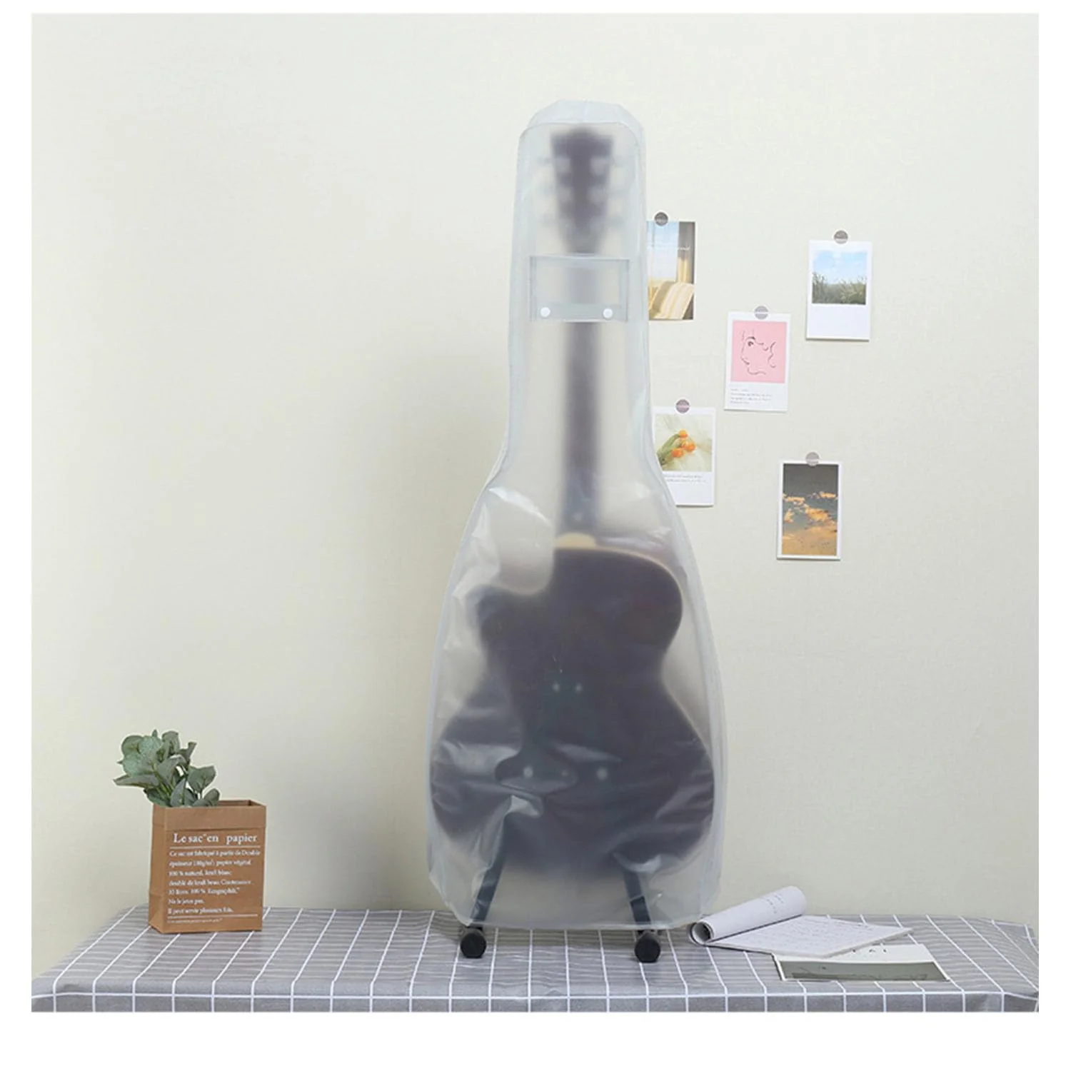 Guitar dust Cover wall mount Transparent Guitar Dust Cover PVC Frosted Fits Acoustic, Electric,ukuleleWater Resistant Dust Dirt Moisture (For Acoustic guitar) For Acoustic guitar - Image 5