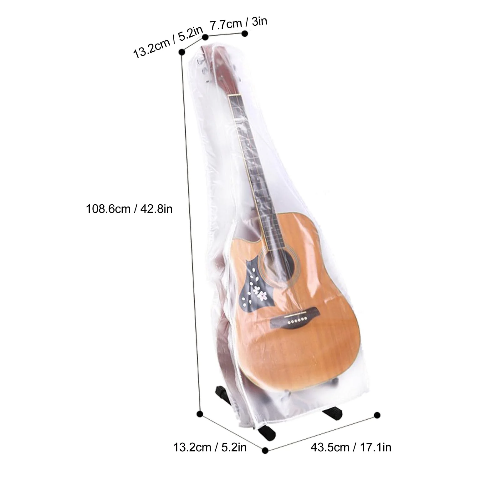Guitar Dust Cover, Water Transparent Guitar Shell Case Dust Cover Fits Acoustic Guitar, Electric Guitar and Bass Guitars, Matte Frosted PVC, Elegant - Image 6