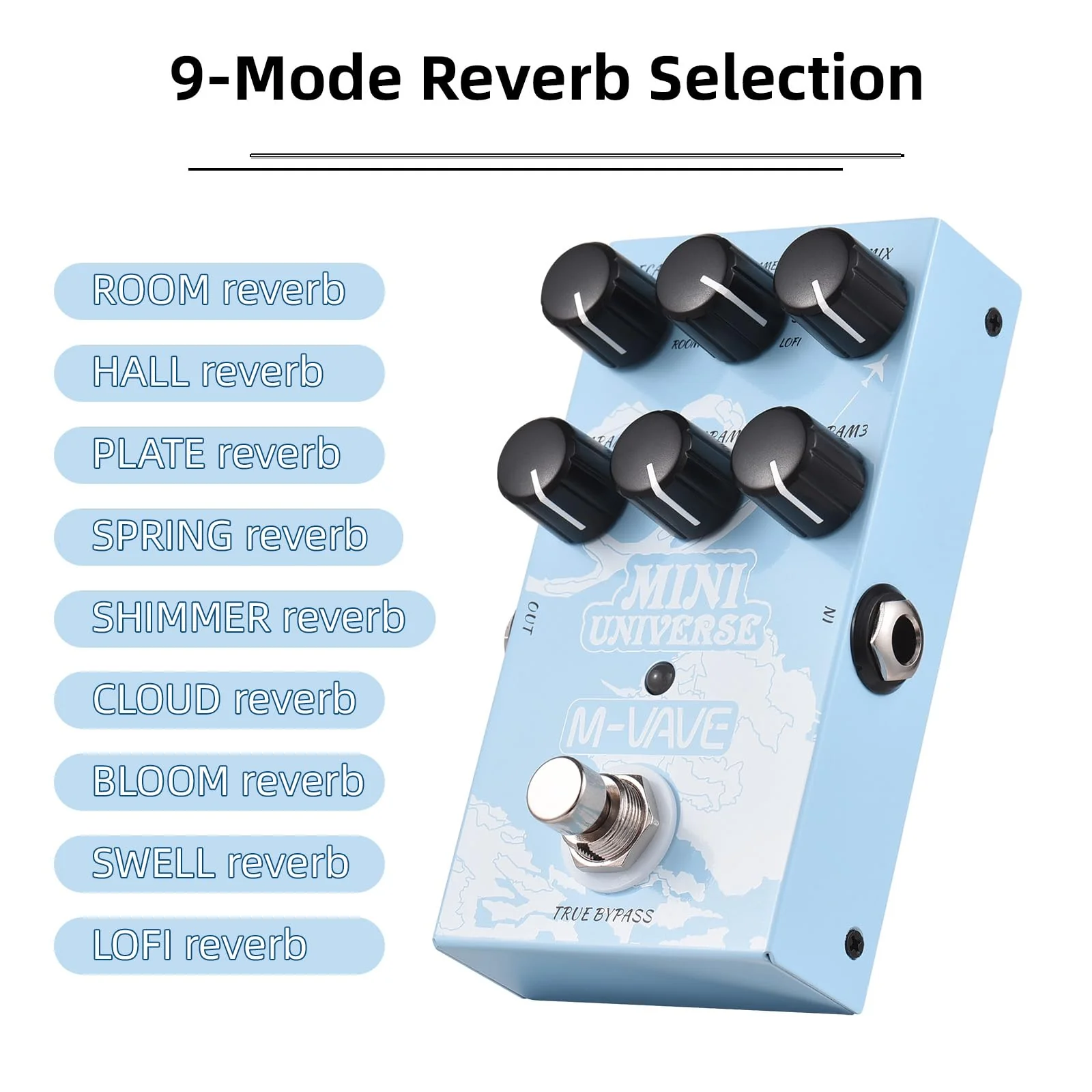 Guitar Effect Pedal Digital Reverb Pedal Digital Modeling Reverberation Effector with 9-Mode Reverb Selection for Guitar Bass - MINI-UNIVERSE,Reverberation Effector - Image 7