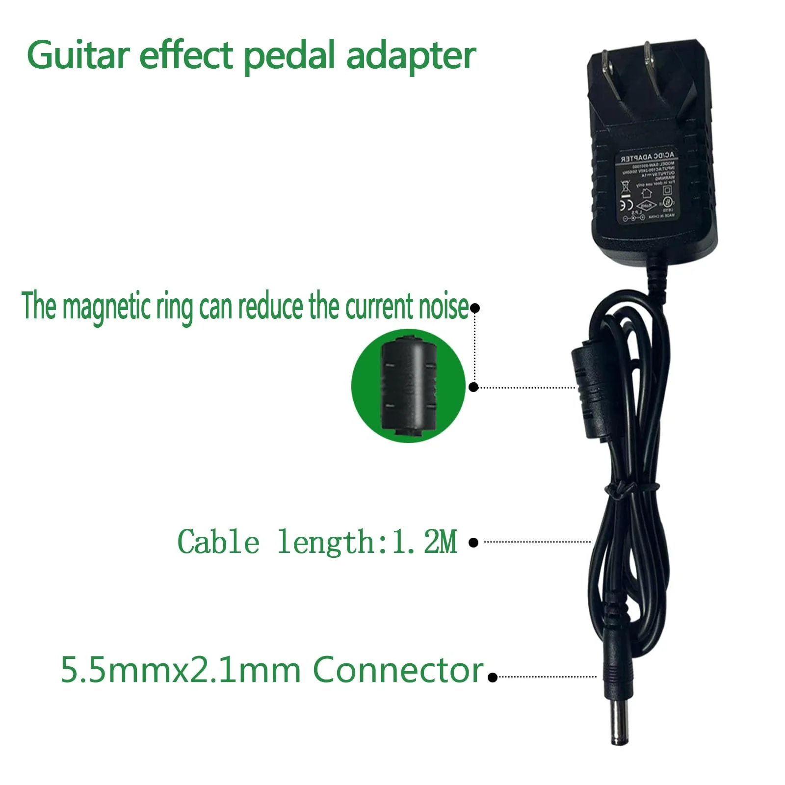 Guitar Effects Power Adapter 9V DC 1A (1000mA) Low Noise with Daisy Chain (9V1A Adapter + 3-Way Cable) - Image 3