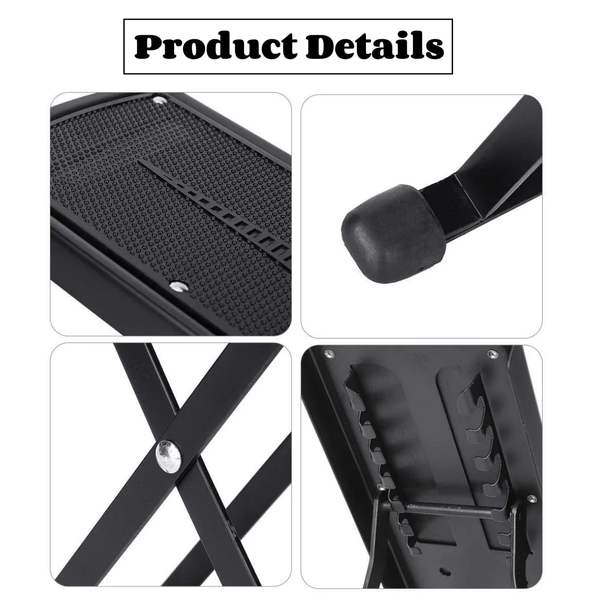 Guitar Foot Stool, 6-Position Height Adjustable Guitar Foot Rest Stand with Rubber End Caps and Non-Slip Rubber Pad for Classical, Acoustic, Electric Guitar - Black - Image 4