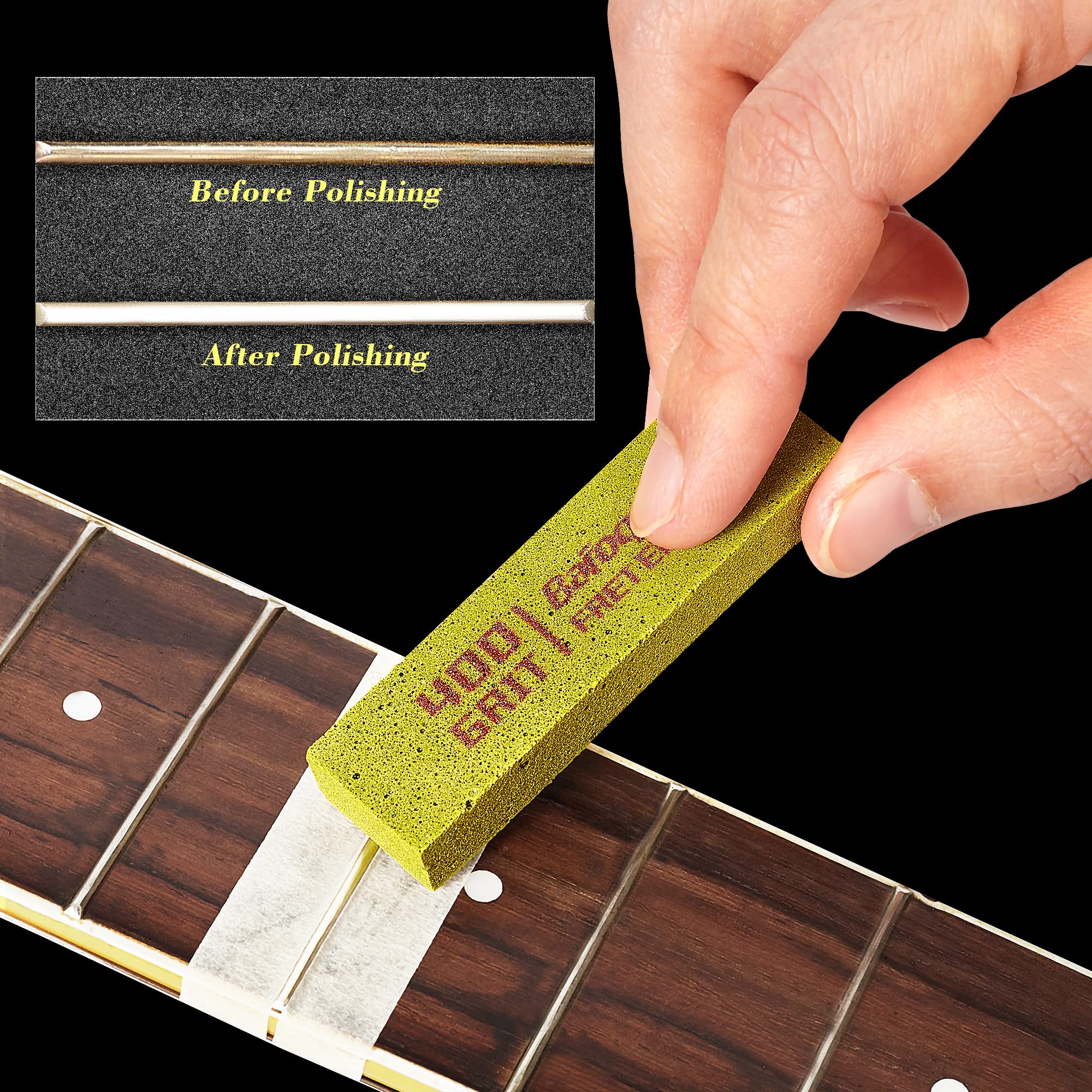 Guitar Fret Erasers, Fret Polishing Abrasive Rubber Blocks, Fret Cleaner Kit, Fret Polish Kit for Fretwire String and Metal, Set of 5 Grits (180 & 400 & 1000 & 1500 & 2000 Grit) 180&400&1000&1500&2000 Grit - Image 2