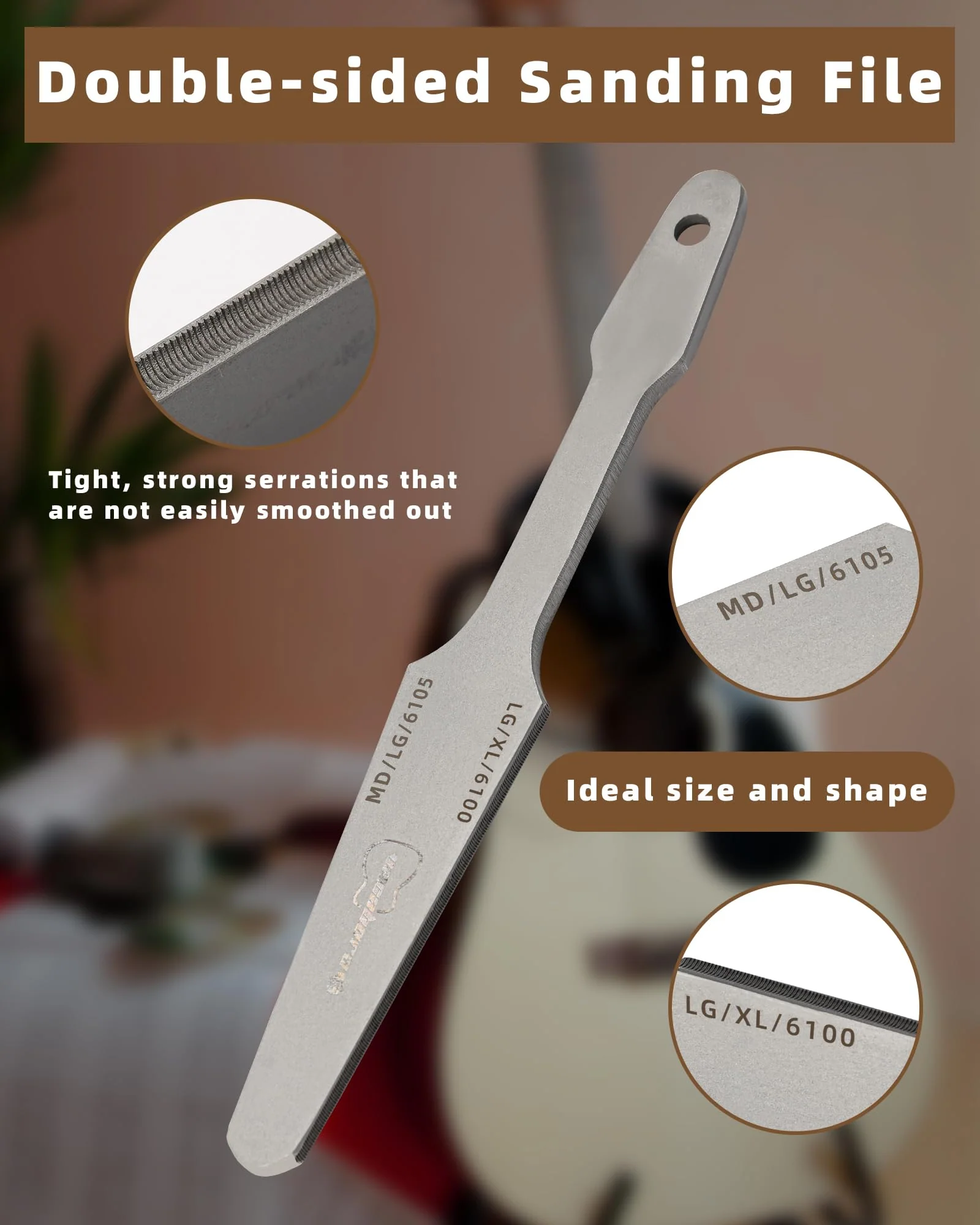 Guitar Fret File, Double-Side Fret Crowning File, Professional High Carbon Steel Design Fret File for Electric, Acoustic and Bass Guitars - MD, LG, XL Frets with Clean brush fret file with clean brush - Image 3