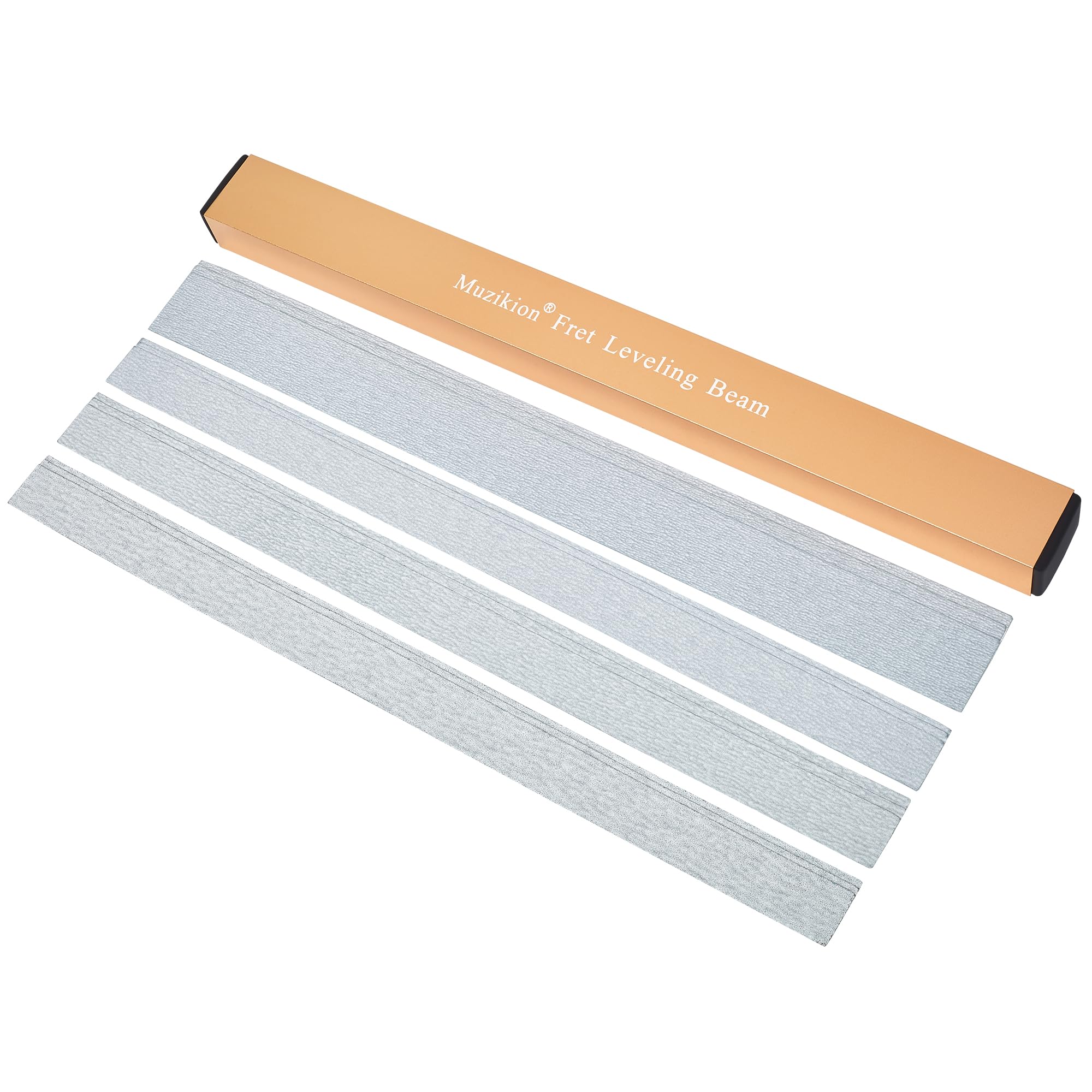 Guitar Fret Leveling Beam, 16 Inch Fret Leveler Sanding Beam, Professional Luthier Fretboard Leveling File Block Repair Tool with 3 Sets of 120/240/320/600 Grit Replacement Sandpaper Gold - Image 2