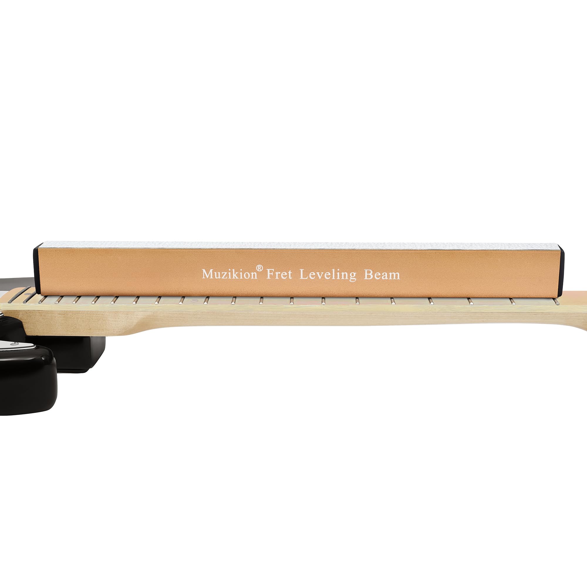 Guitar Fret Leveling Beam, 16 Inch Fret Leveler Sanding Beam, Professional Luthier Fretboard Leveling File Block Repair Tool with 3 Sets of 120/240/320/600 Grit Replacement Sandpaper Gold - Image 4