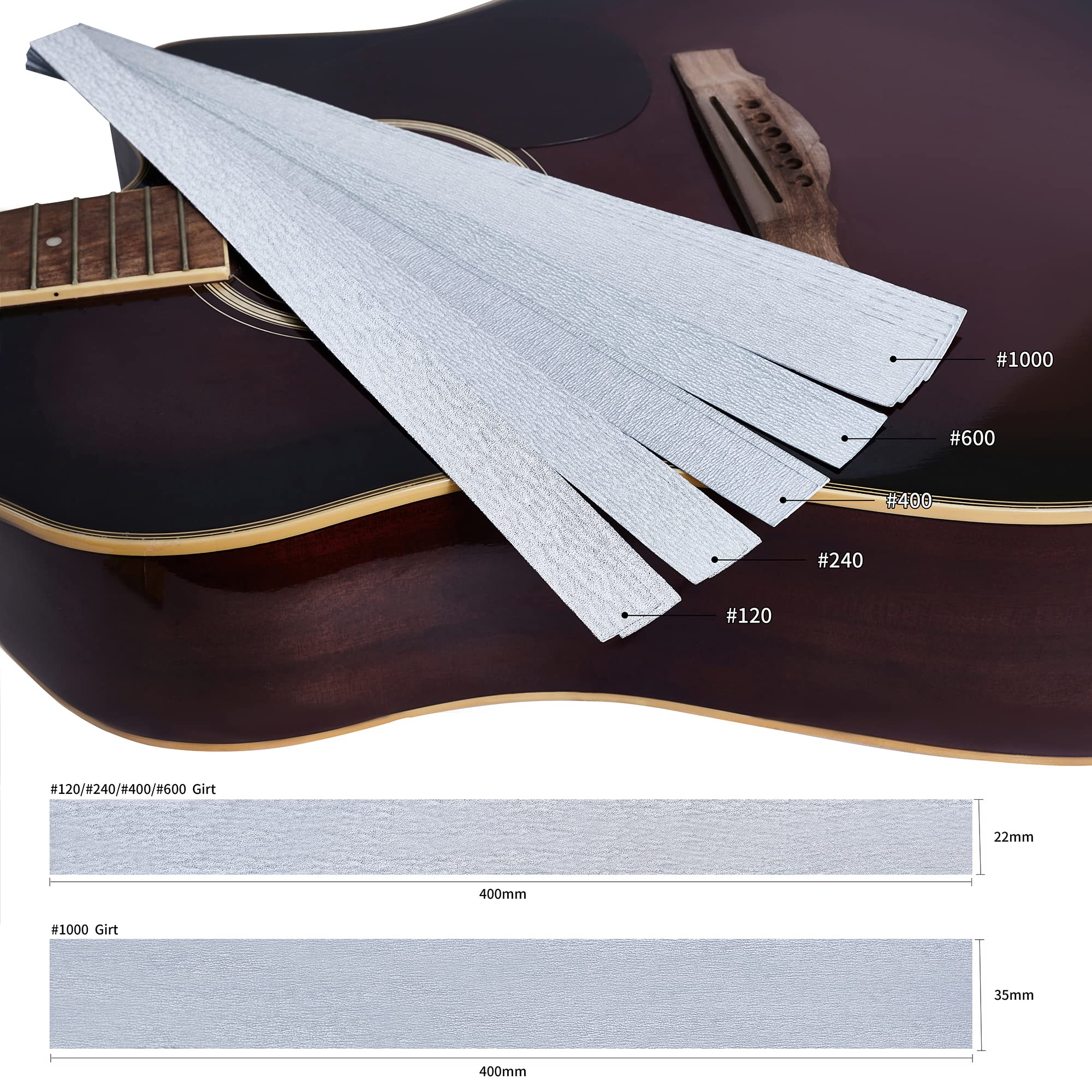 Guitar Fret Leveling Beam, 16 Inch Fret Leveler Sanding Block Level File, Pro Luthier Repair Tool with Extra 12PCS 120/240/400/600/1000 Grit Self-adhesive Replacement Sandpaper Strips 16in Fret Leveler with Replacement Sandpaper - Image 7