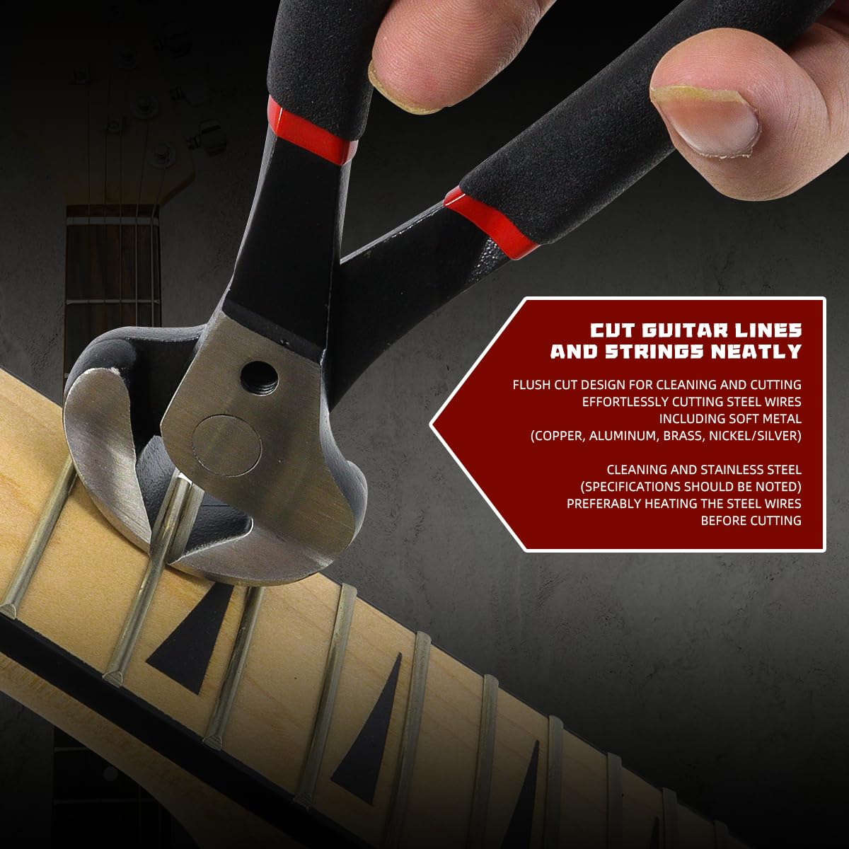 Guitar Fret Puller/Fret Cutter – Precision Flush Cut for Guitar Fretwork | Hardened Steel for Clean Cuts with Less Filing Bass Fret Wire Nipper Puller Plier String Cutter Luthier Tool - Image 5
