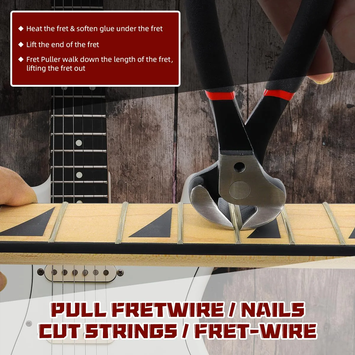 Guitar Fret Puller/Fret Cutter – Precision Flush Cut for Guitar Fretwork | Hardened Steel for Clean Cuts with Less Filing Bass Fret Wire Nipper Puller Plier String Cutter Luthier Tool - Image 6