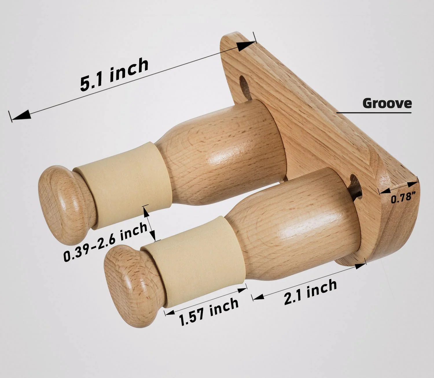 Guitar Hanger, Solid Wood Wall Mount Guitar Holder Adjustable Width Wall Hanging Stand for Guitar Bass Banjo Violin and More - Image 4