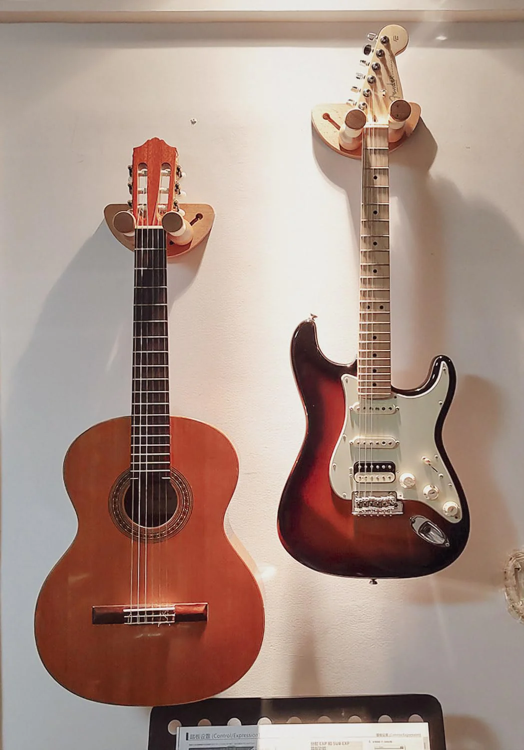 Guitar Hanger, Solid Wood Wall Mount Guitar Holder Adjustable Width Wall Hanging Stand for Guitar Bass Banjo Violin and More - Image 6