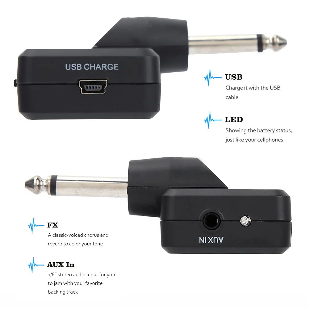 Guitar Headphone Amp, Bass Headphone Amp Portable Guitar Amp Mini Plug Guitar Amplifier Rechargeable Electric Guitar Bass Amp for Electric Guitar - Image 2